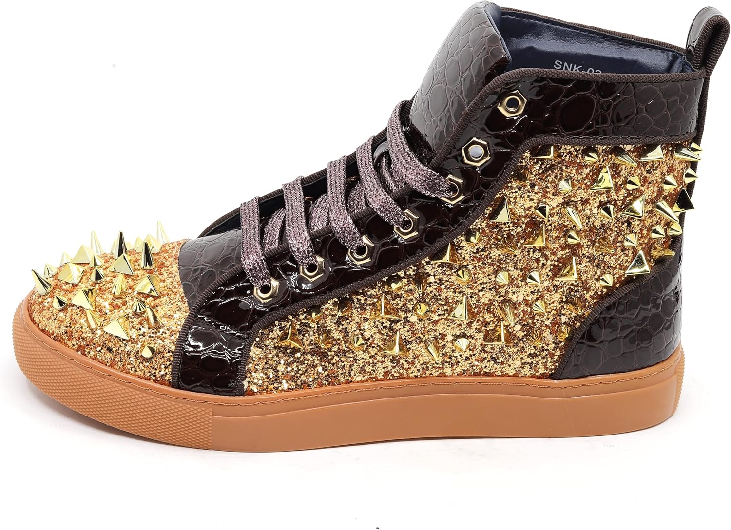 Men's High Top Sparkly Spike Flat Fashion Casual Sneakers Shoes SNK-02 - Image 2