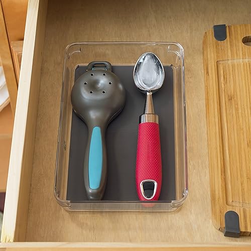 Miniatura 2 de Home Basics Organizador de cajones de goma de plástico de 6 x 9 x 2 pulgadas, tamaño único, transparente