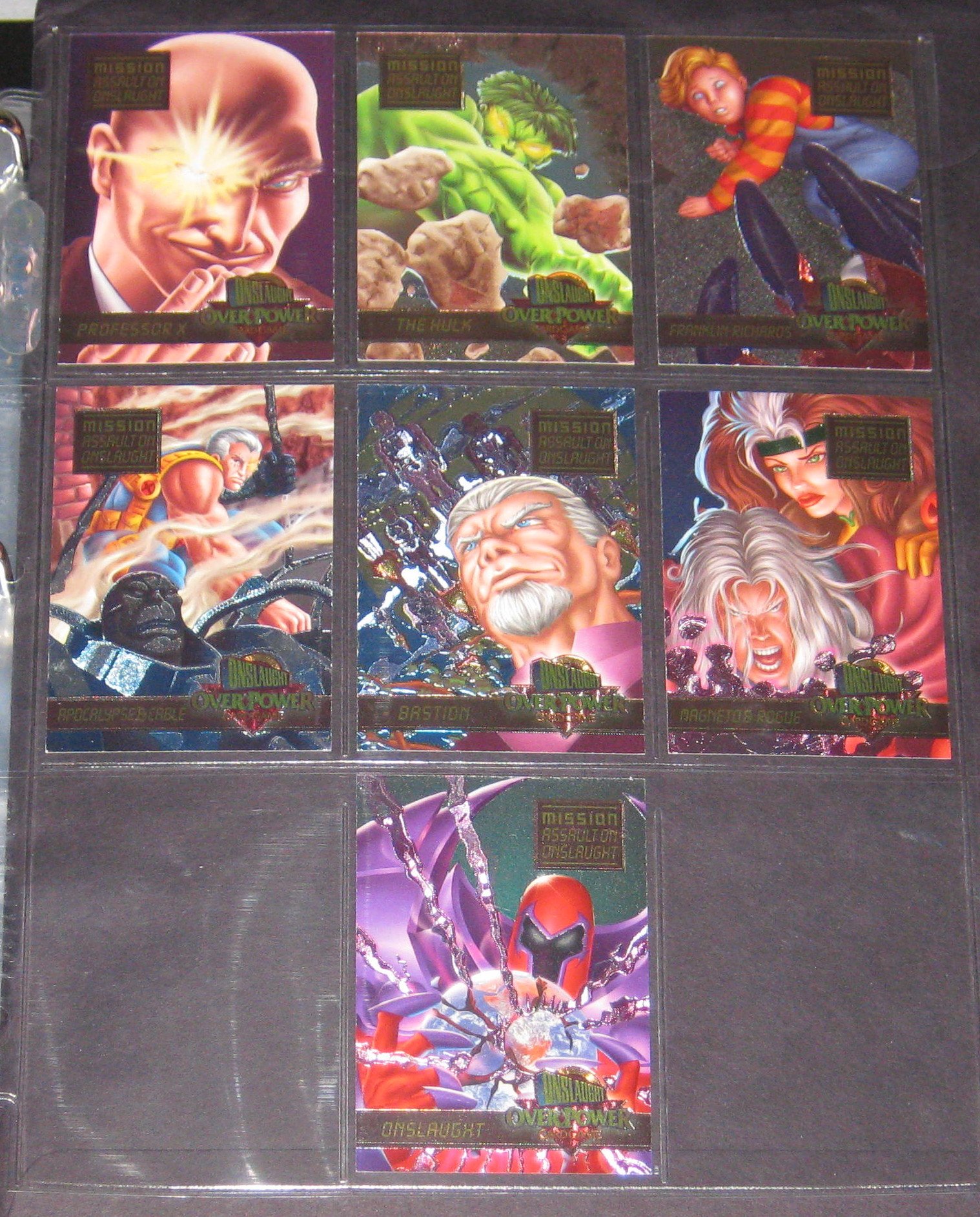 1996 Marvel Ultra Onslaught Overpower Mission POWERBLAST Insert Set of 7 Cards NM/M X-Men, Avengers