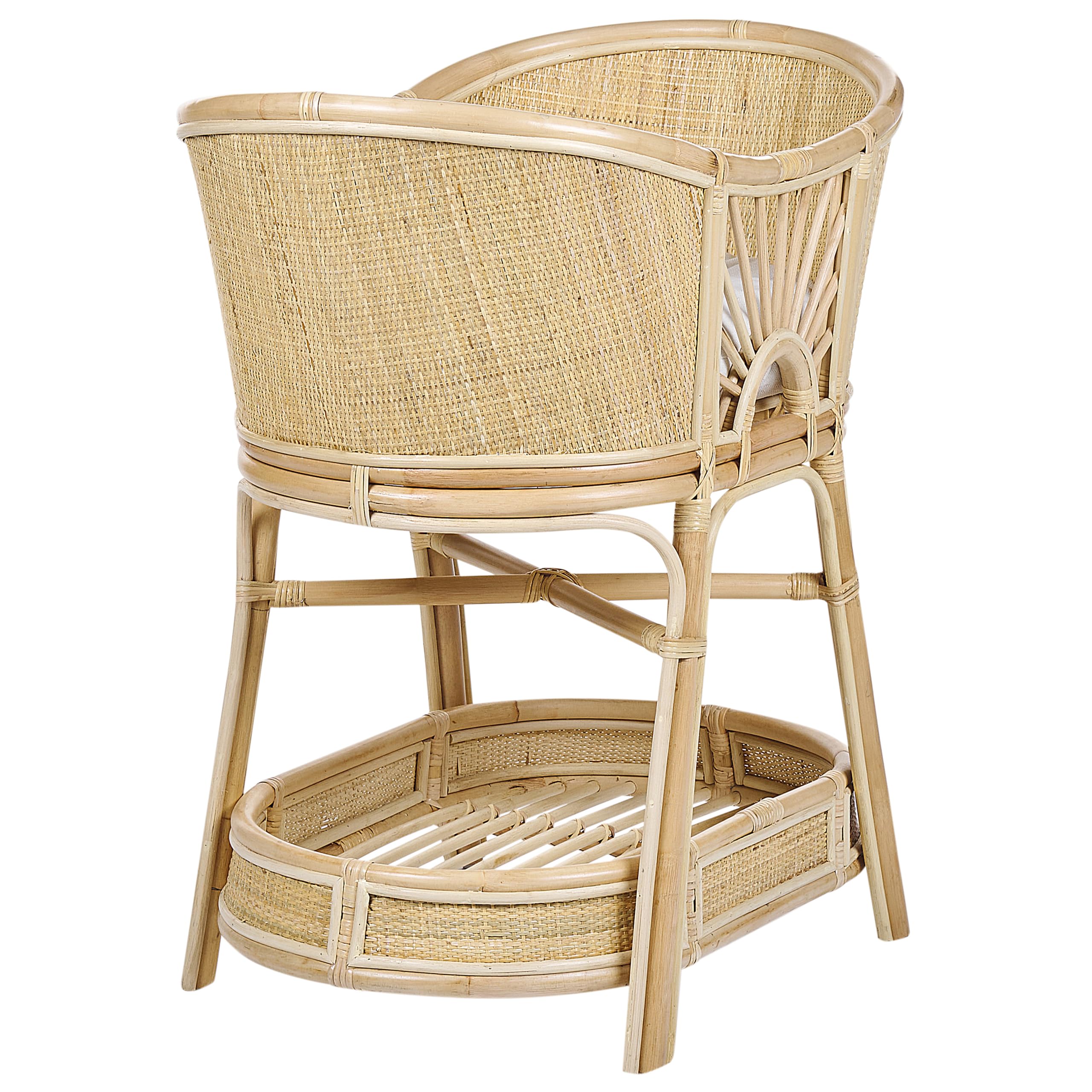 Beliani Berceau Moïse en Rotin Clair 50x70 cm avec Couffin en Polyester et Coton Naturel Lagrasse