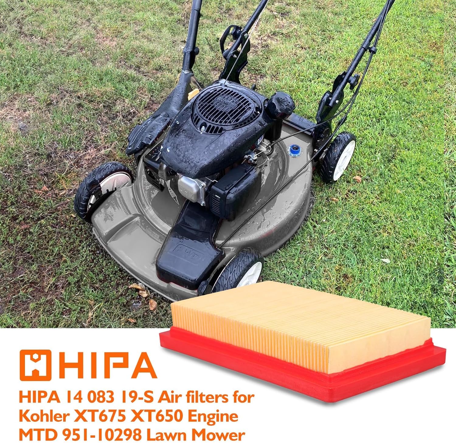 Hipa air filter next to a lawn mower