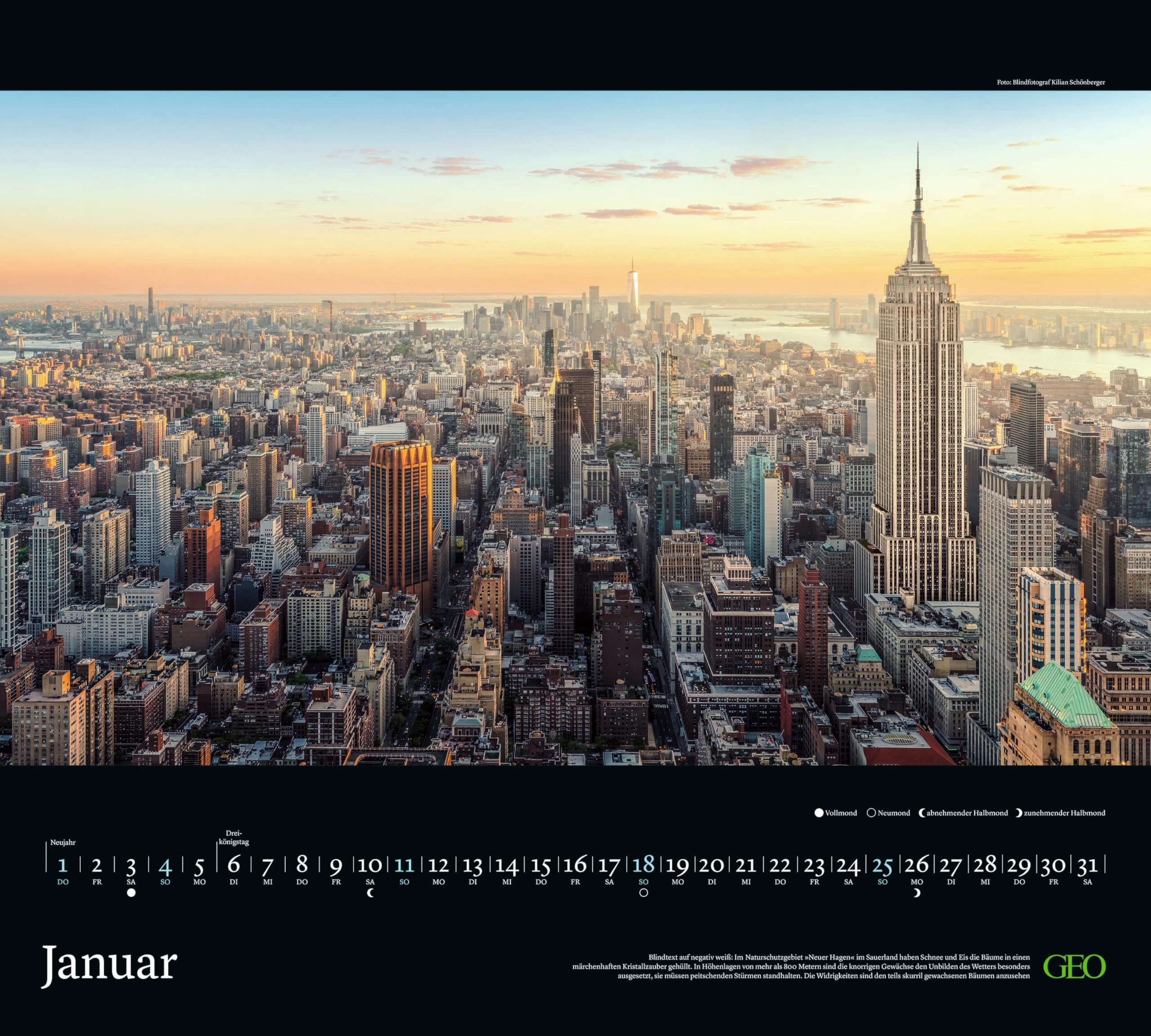 GEO - New York 2026 – Wandkalender 50x45 cm, Poster-Kalender mit Stadtfotografie, 12 Monatsblätter & Spiralbindung für New-York- und Architektur-Fans
