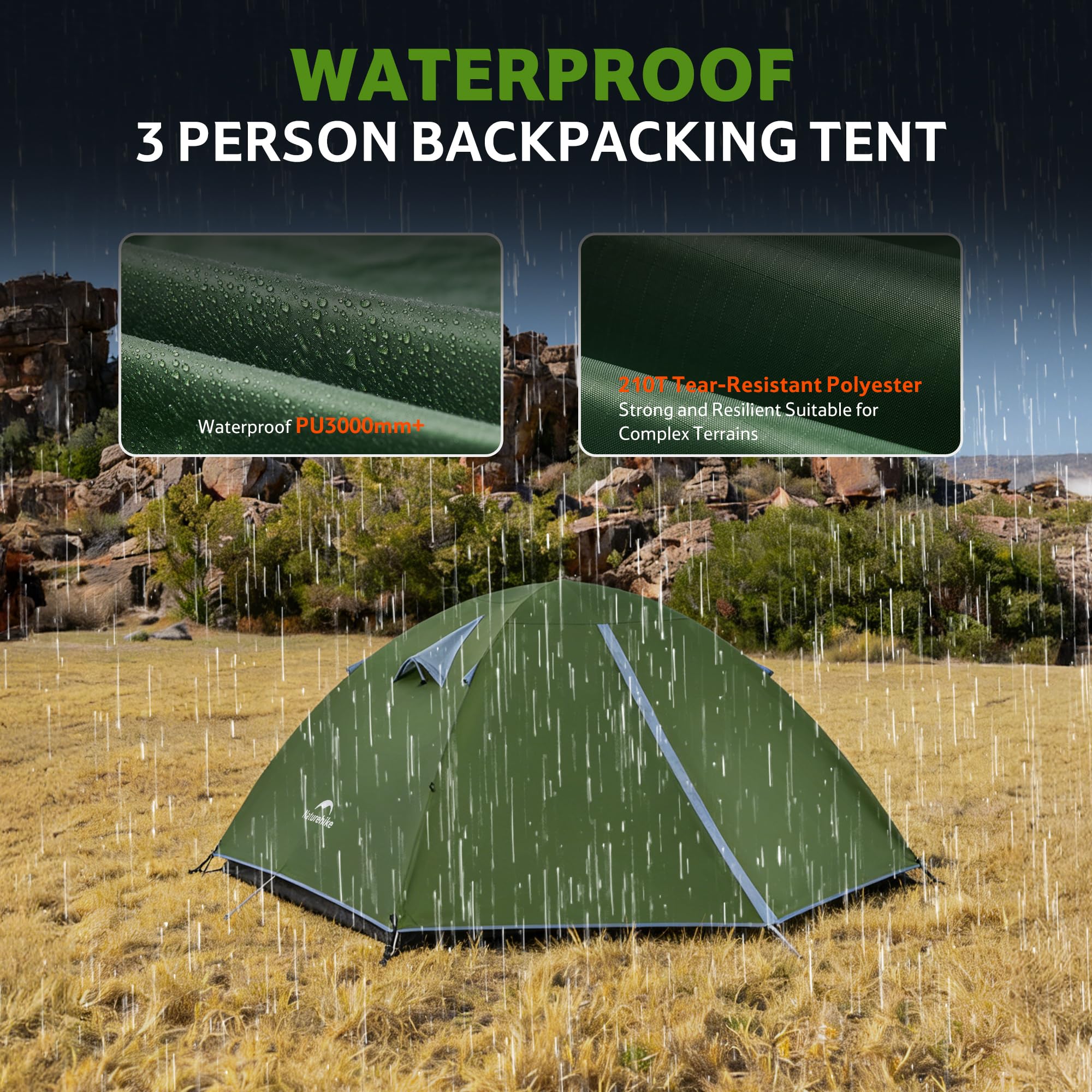 Naturehike Bleik Tente de camping légère imperméable double couche pour randonnée et trekking