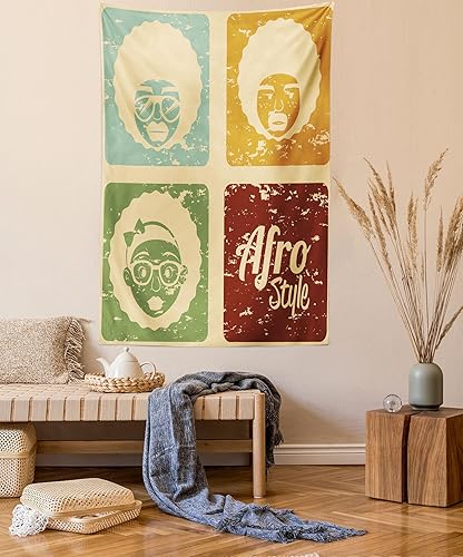 Miniatura 29 de Lunarable Tapiz de girasol tamaño Queen, ramo de ilustraciones inspiradas en la naturaleza abstracta composición retro, colcha colgante de pared,