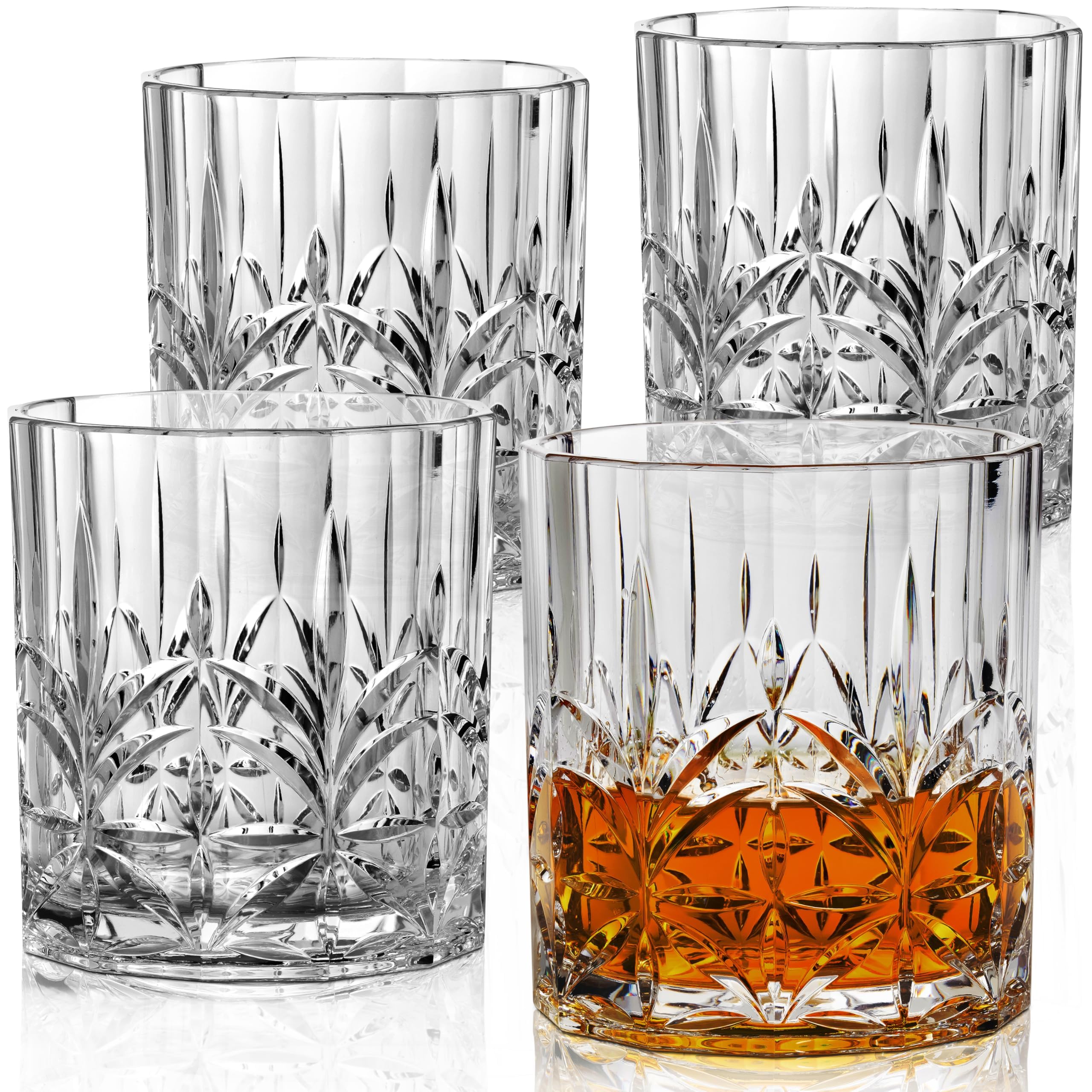 Bravario Unbreakable Plastic Whiskey Glasses Shatterproof 100 Tritan Double Rocks Dishwasher-Safe BPA-free Perfect for Outdoor Cocktail Bourbon 13