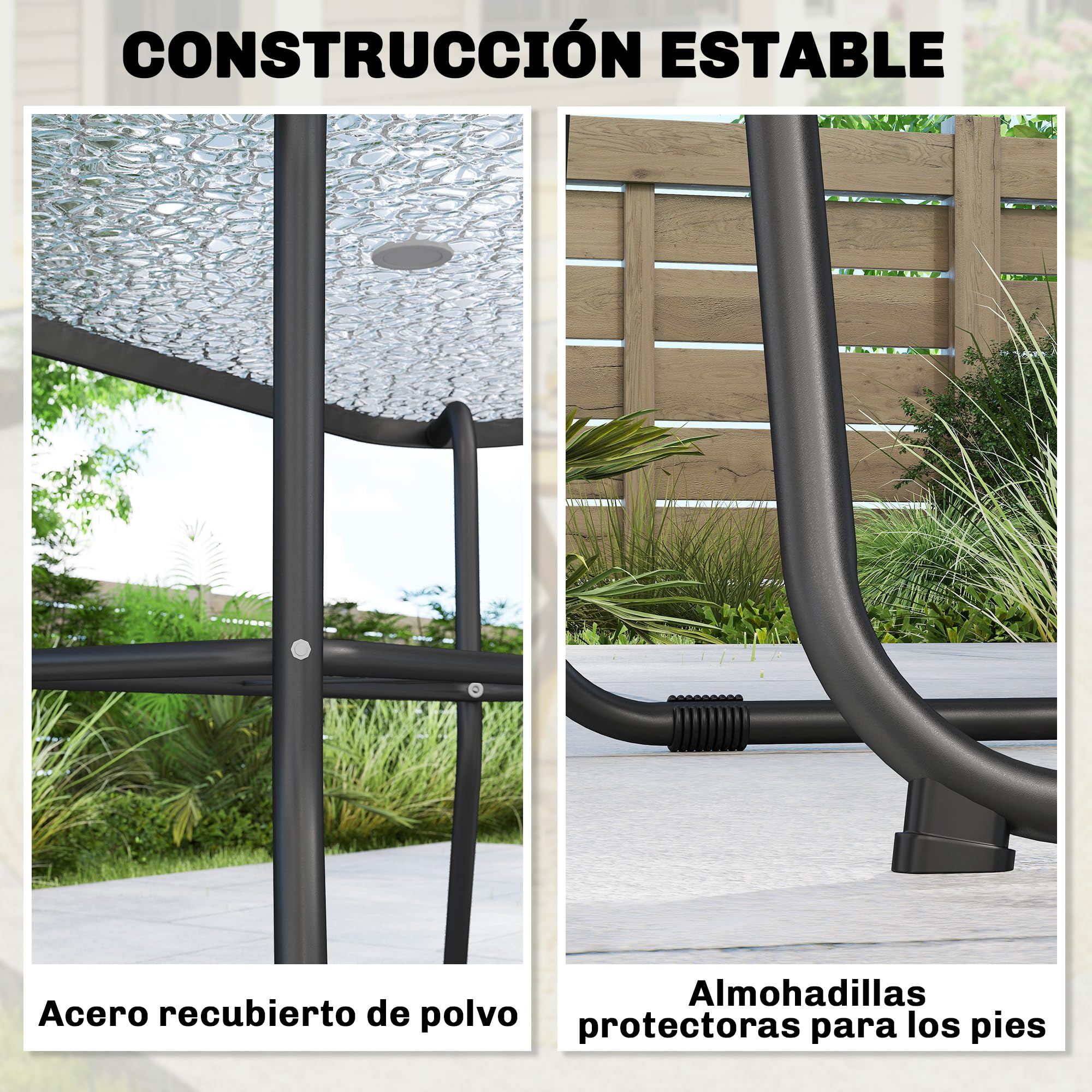 Outsunny Conjunto de Mesa y Sillas Jardín de 8 Piezas, Muebles de Jardín Exterior con Sombrilla, 6 Sillas Plegables, Mesa de Vidrio Templado, para Terraza, Patio, Crema — view 6
