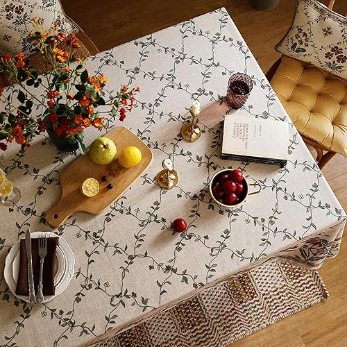 Miniatura 5 de patdrea - Mantel francés, rústico, suave y transpirable para mesas rectangulares, mantel floral para cocina y comedor, para fiestas y Navidad, 67 x