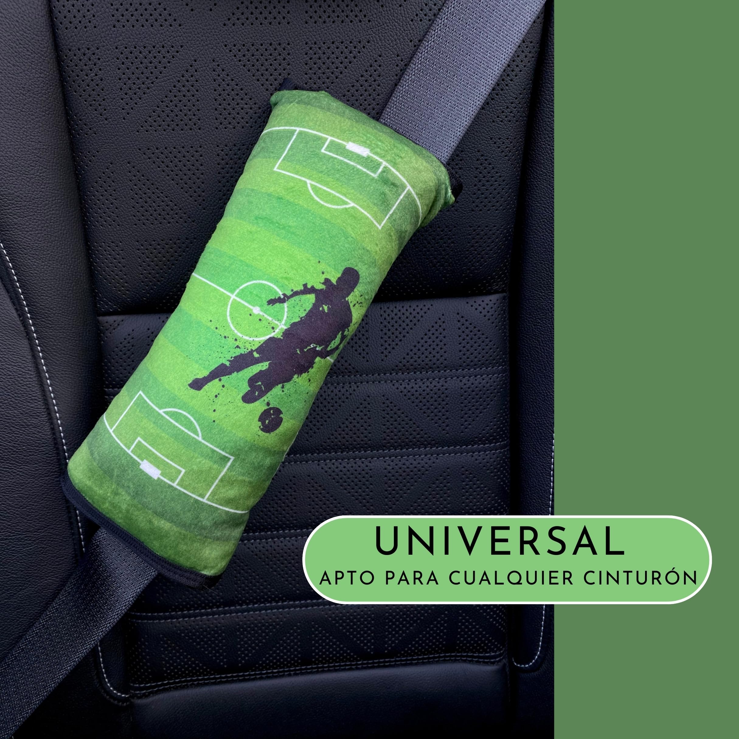 HECKBO Almohadilla para coche con dibujos de fútbol para niños - lavable a máquina suave, tacto de peluche, almohadilla cinturón de seguridad — view 6
