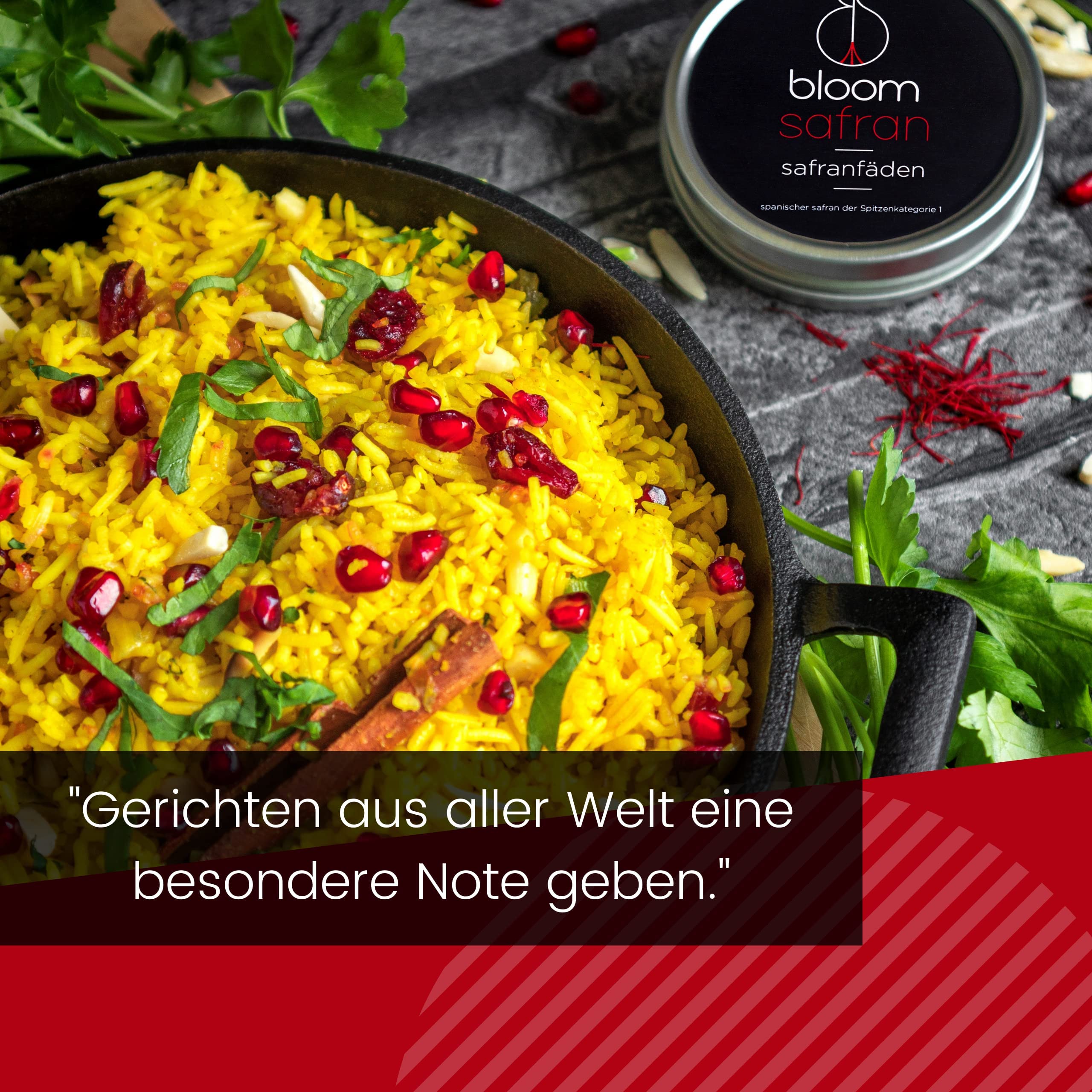 Bloom Safran | Azafrán - 10g | Azafrán especia premium para paella, risotto, pescado, guisos y postres | Hebras de azafrán natural
