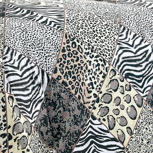 Miniatura 8 de WPM - Juego de sábanas bajeras de 3 piezas con estampado de animales, diseño de cebra, leopardo, cebra, jirafa, selva, bosque, con funda de