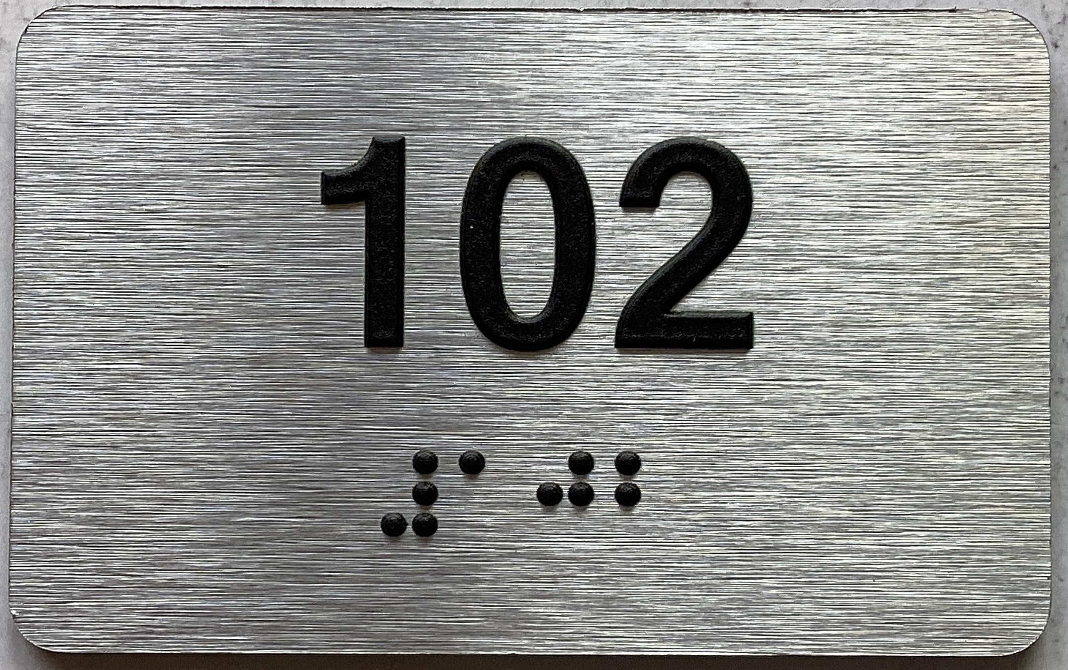 Apartment number 100 sign - Unit number 100 SIGN / Suite 100 sign comes with Raised letters & Grade 2 Braille - Includes Red Adhesive pad for Easy