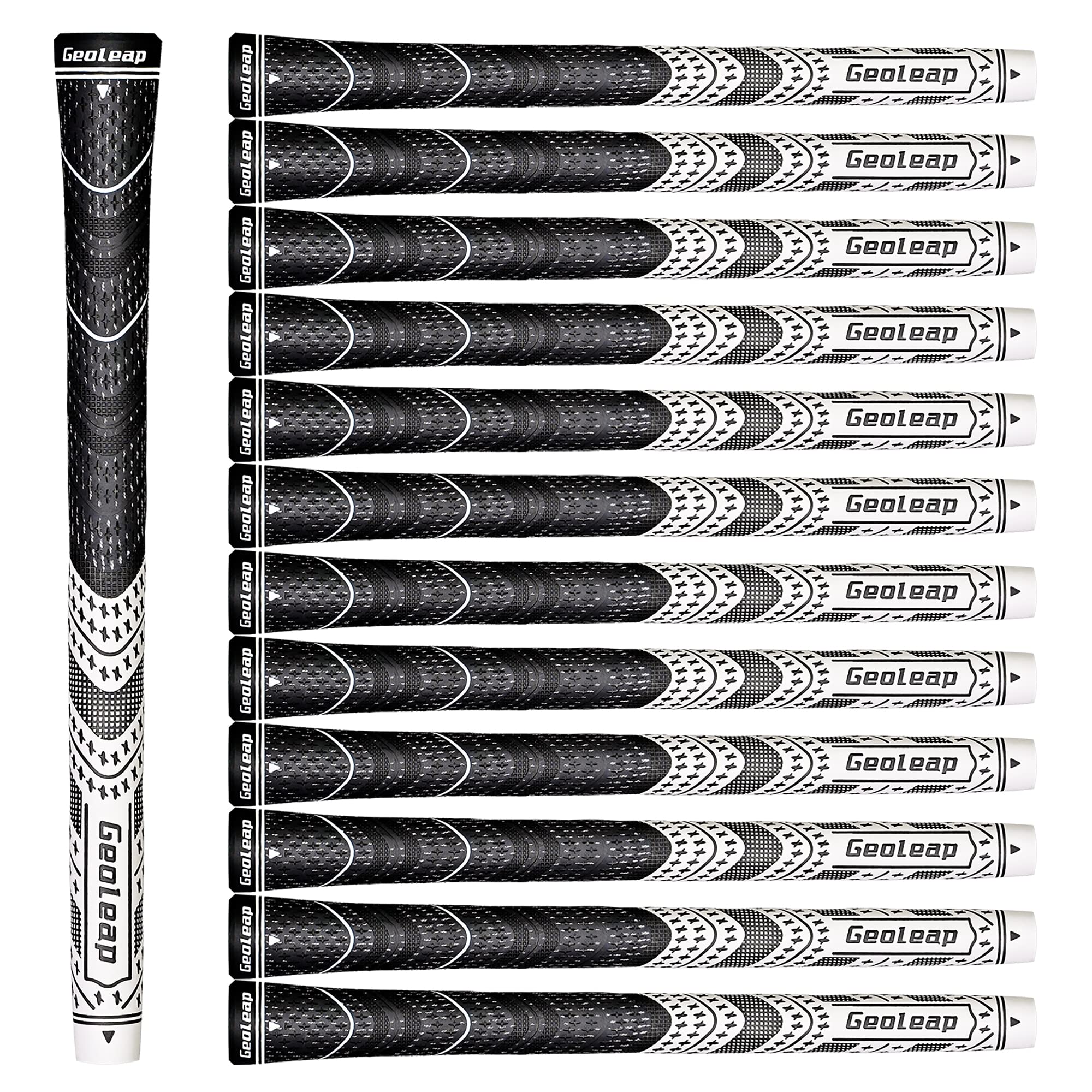 Geoleap Golf Grips Set of 13- Cord Rubber Compound Material, Hybrid Golf Club Grips, All Weather Performance.