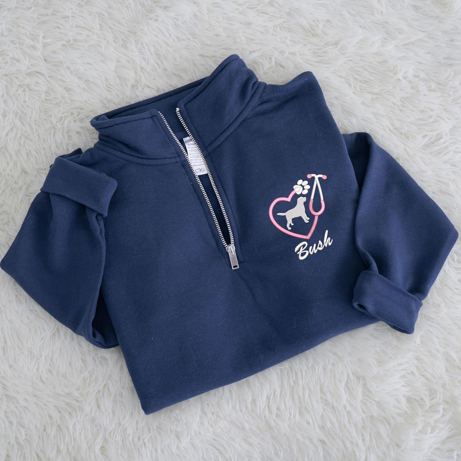 Personalized Quarter Zip Vet Sweatshirt, Custom Gift for Veterinarian, Vet Tech, LVT, DVM Graduation Gifts - Image 2