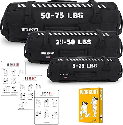 Elite Sports Bolsa de arena de entrenamiento para entrenamiento versátil e intensivo de músculos centrales, entrenamiento de fuerza con colocación