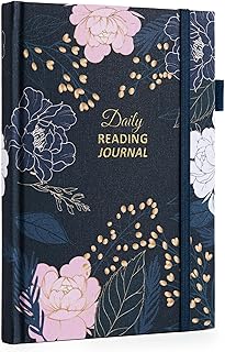 Reading Journal for Book Lovers - 75 Book Journal Reading Log for Book Tracking, A5 Linen Book Review Journal with TBR Tracker List, Ratings, Challenges, Prompts, and Index - Peony