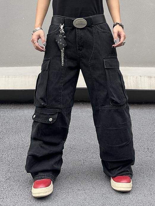Amazon.com: DFGIGT Mens Goth Baggy Cargo Jeans with Pockets