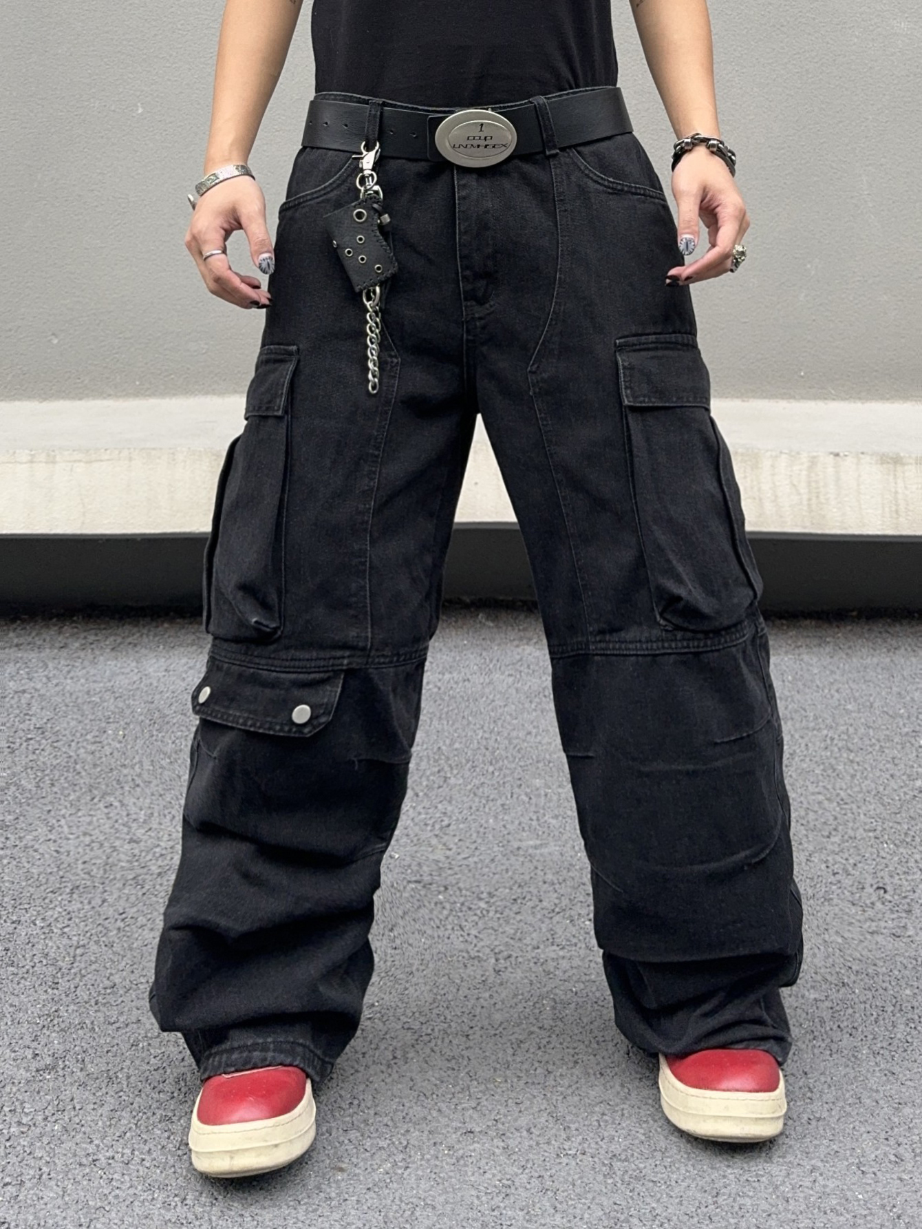 Amazon.com: DFGIGT Mens Goth Baggy Cargo Jeans with Pockets