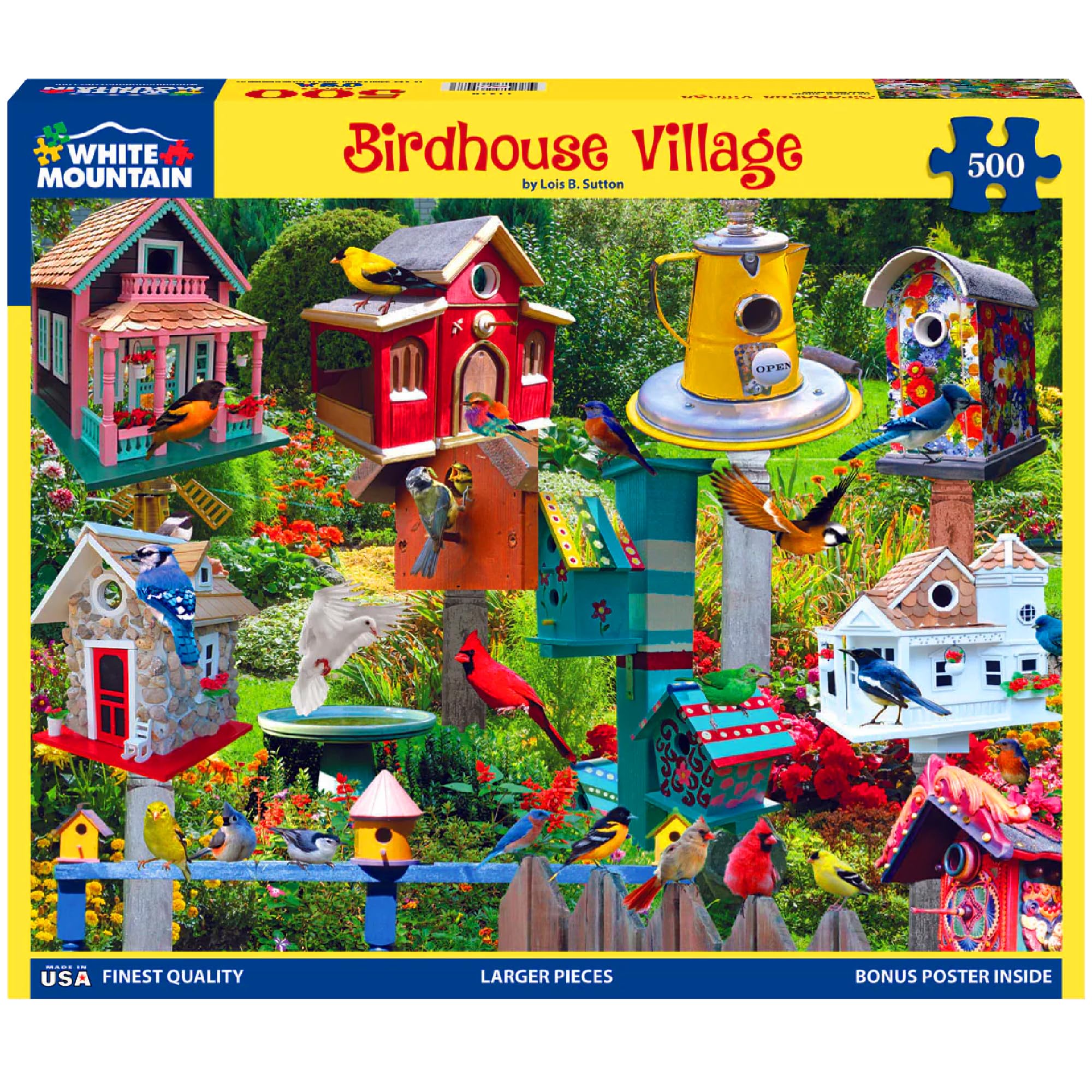 White Mountain Puzzles Birdhouse Village - 500 Piece Jigsaw Puzzle