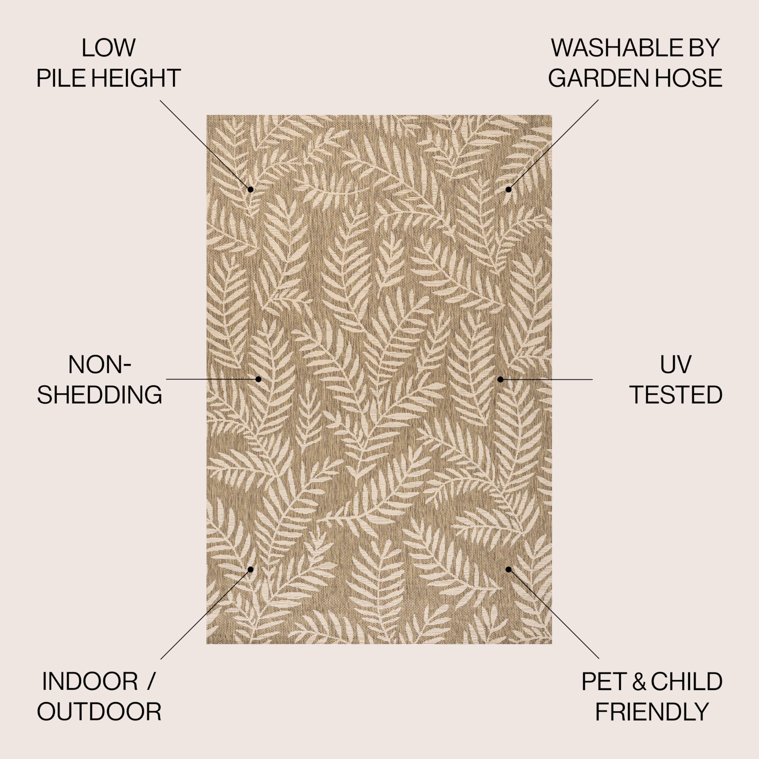 JONATHAN Y SMB119A-14 Nevis Palm Frond Brown/Beige 10 ft. x 14 ft. Indoor/Outdoor Area Rug, Pet Friendly, Non-Shedding, Stain Resistant, Easy-Cleaning for Backyard, Patio, Porch, Living Room, Kitchen