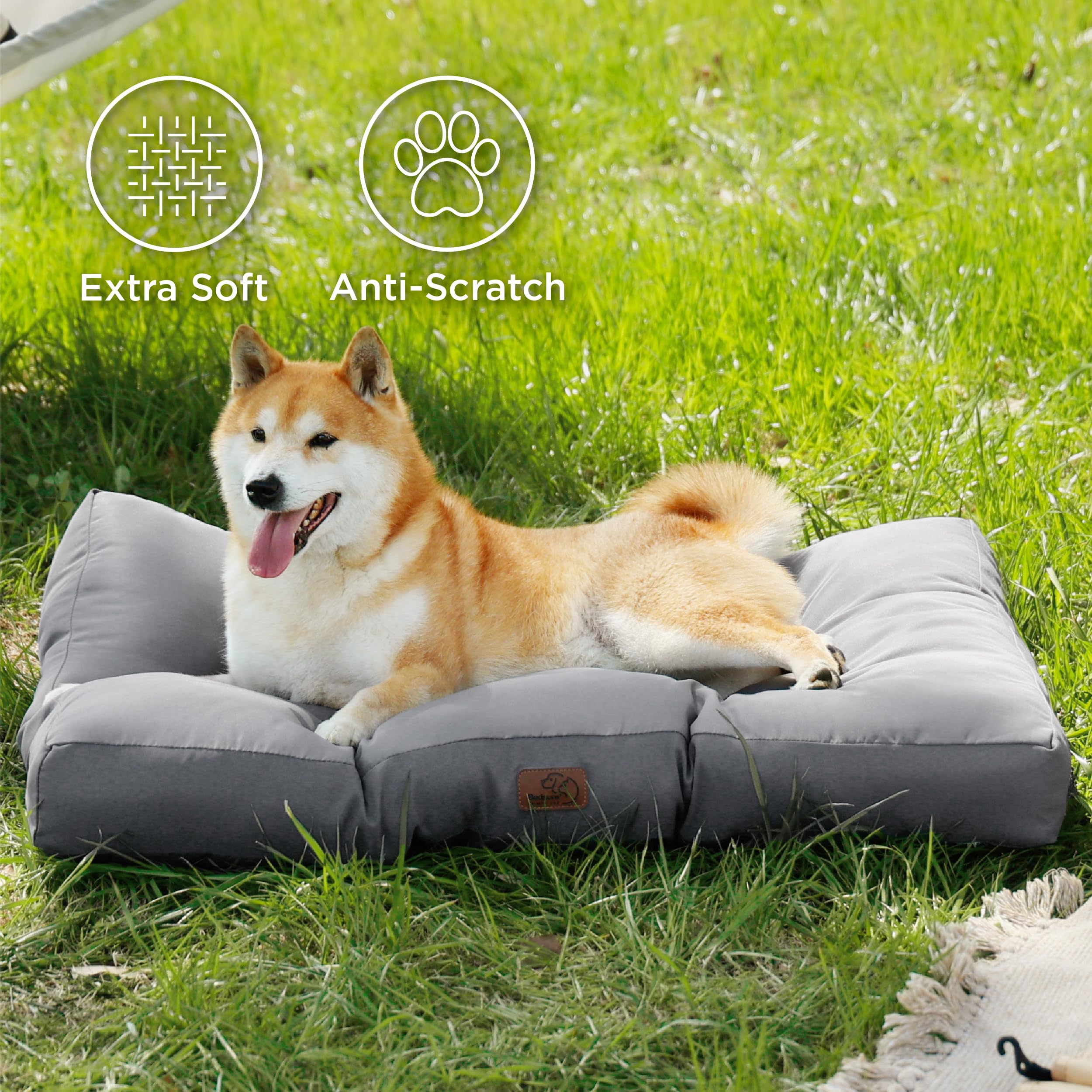 Bedsure Cesto Cane di Media Taglia Impermeabile, Cuscino Cane in Tessuto Oxford, M, Caterasso Letto per Cani, Lavabile, Grigio, 76 x 50 x 10 cm