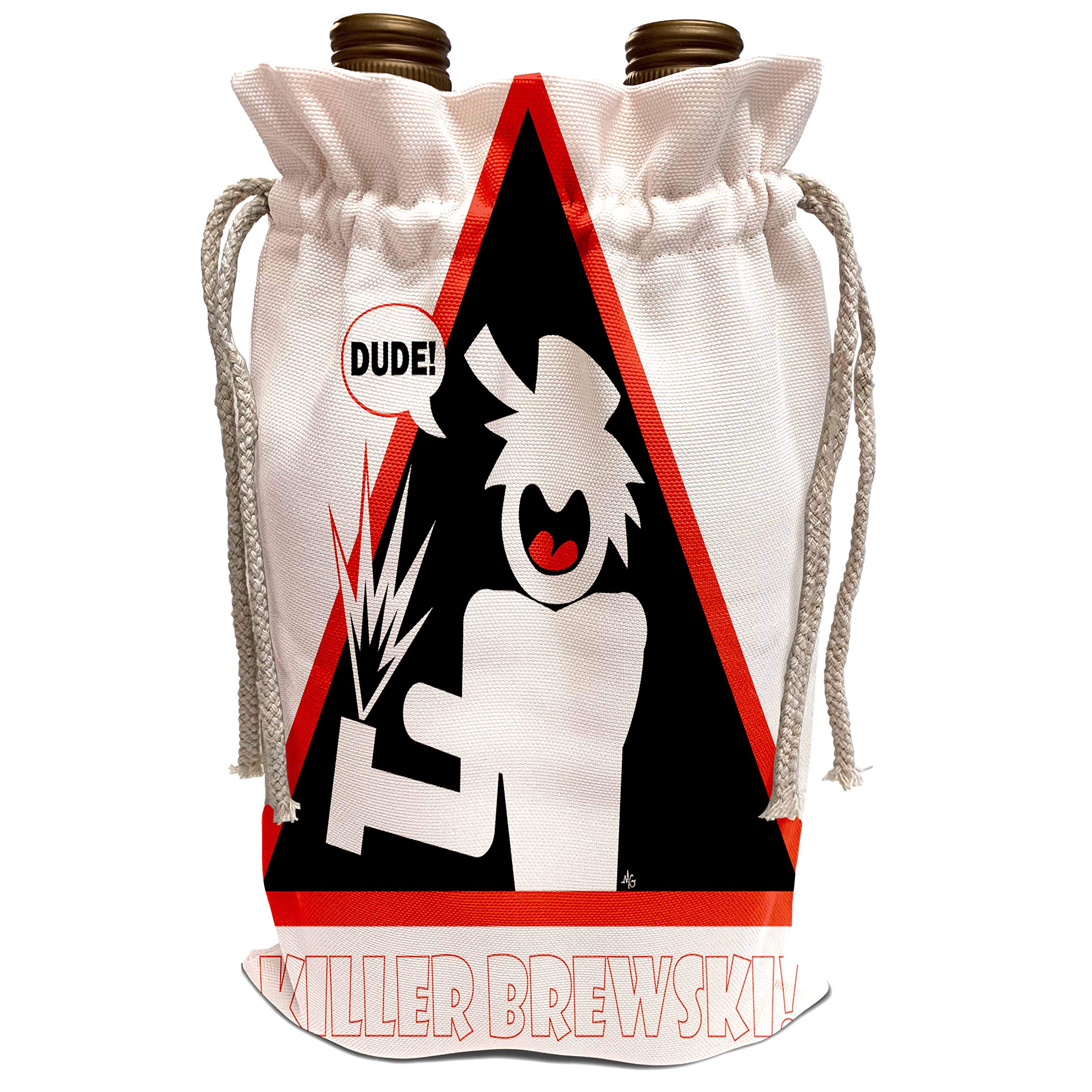 3dRose Mark Grace SCREAMNJIMMY Drinkin Hazards - KILLER BREWSKI triangle 3 for dark backgrounds - Wine Bag (wbg_14720_1)