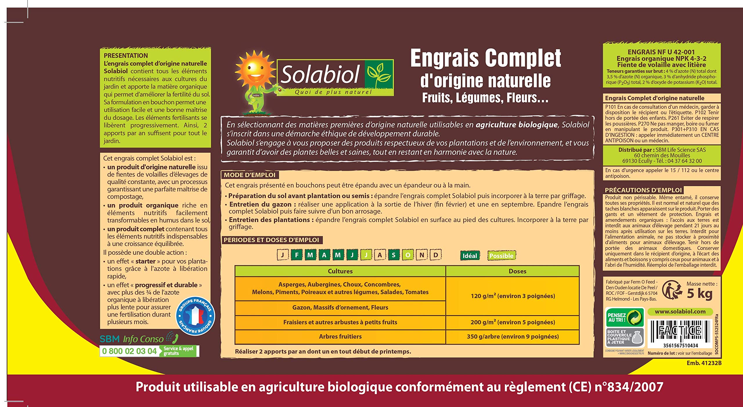 SOLABIOL Engrais Complet & Engrais Sang Et Corne - Seaux - Mini-Granulés - Epandage Facile & Sans Poussière - Double Action Starter & Nutrition Longue Durée