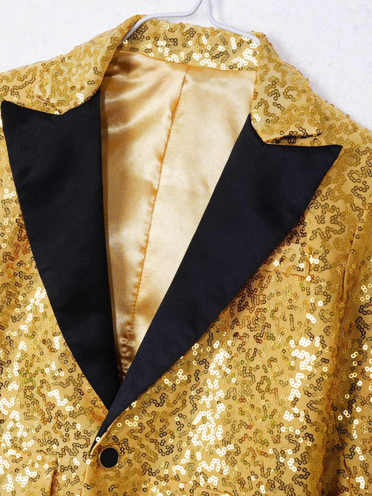 iiniim Niños Blazer Slim Fit Manga Larga Chaqueta de Traje para Niños De Lentejuelas Brillante con Botón Abrigos Casual Esmóquines para Niños Bodas Actuación