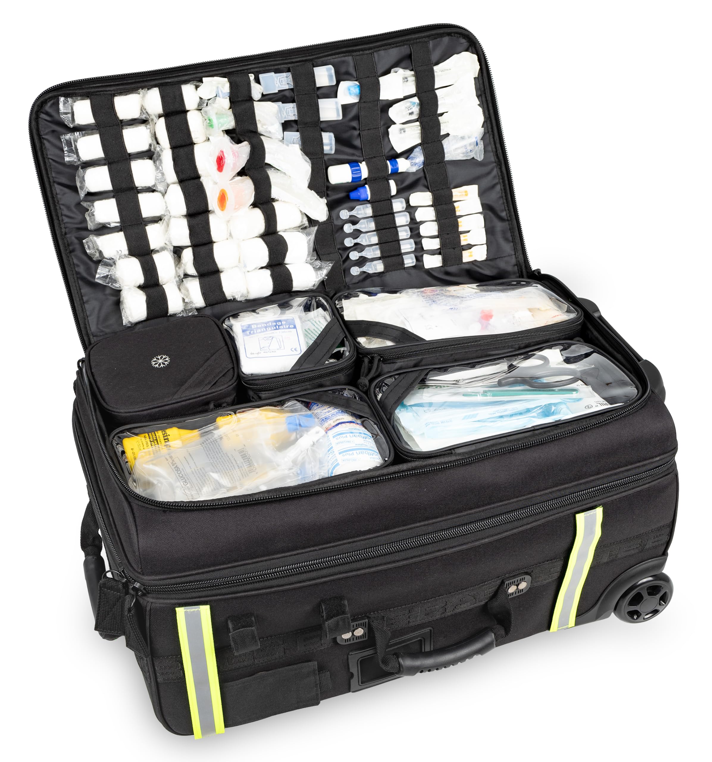 ELITE BAGS - EMERAIR Trolley Maletín de emergencia | Sistema de trolley | Gran volumen | Alivia | Incluye bolsillos modulares, Negro , Maletín de emergencia