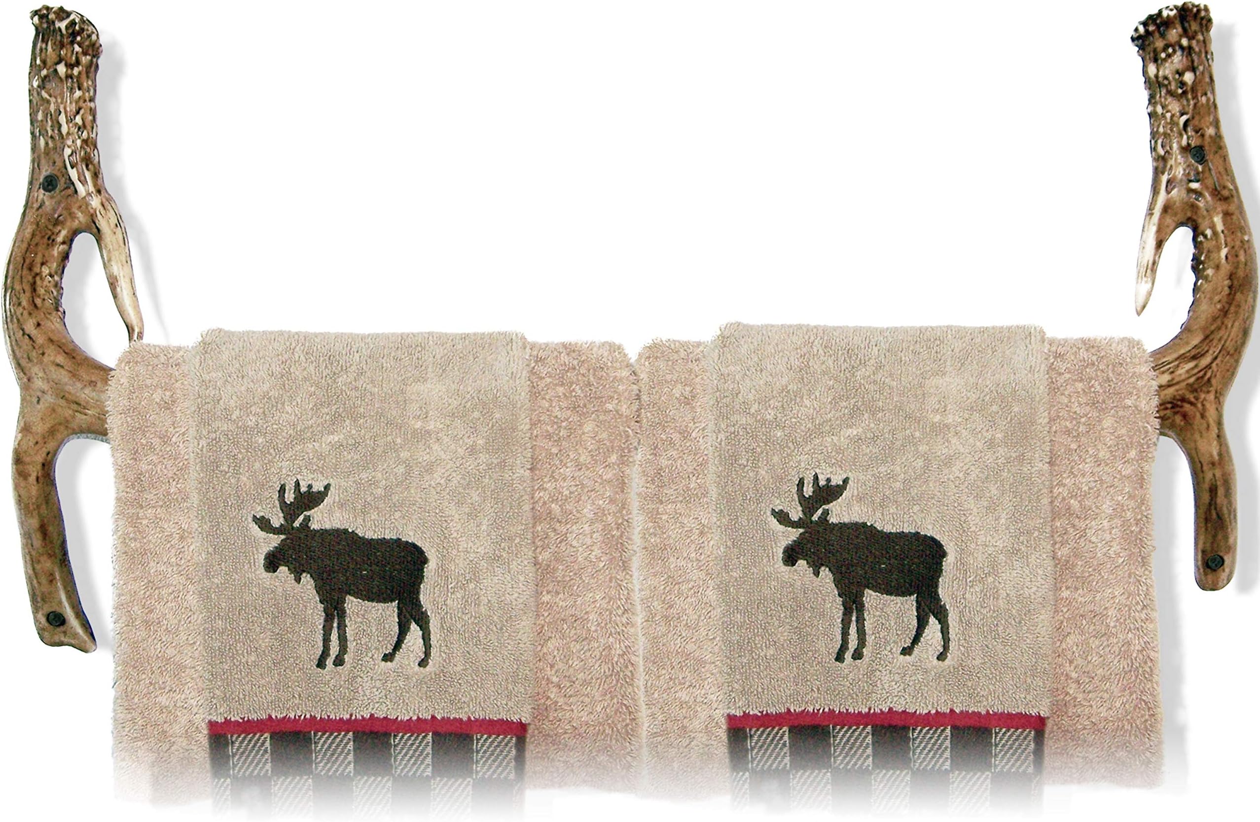 MOUNTAIN MIKE'SAntler Bath Towel Rack - Decor Inspired by The Great Outdoors - Durable Replicated Deer Antlers - Easy Assembly - 16” to 24” Wide