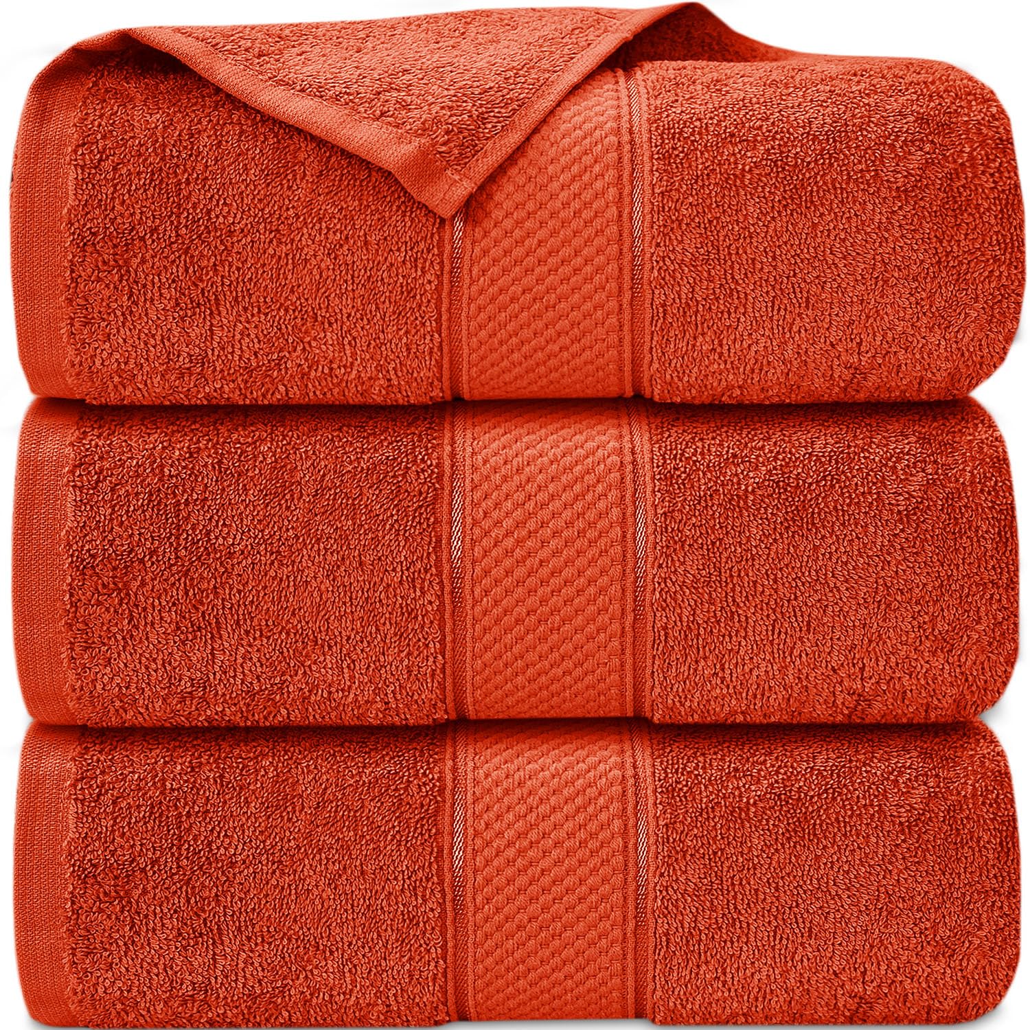 Casabella Orange Pack Of 3 Super Jumbo Extra Large Bath Sheet Towels100% Cotton 90Cm X 180Cm_