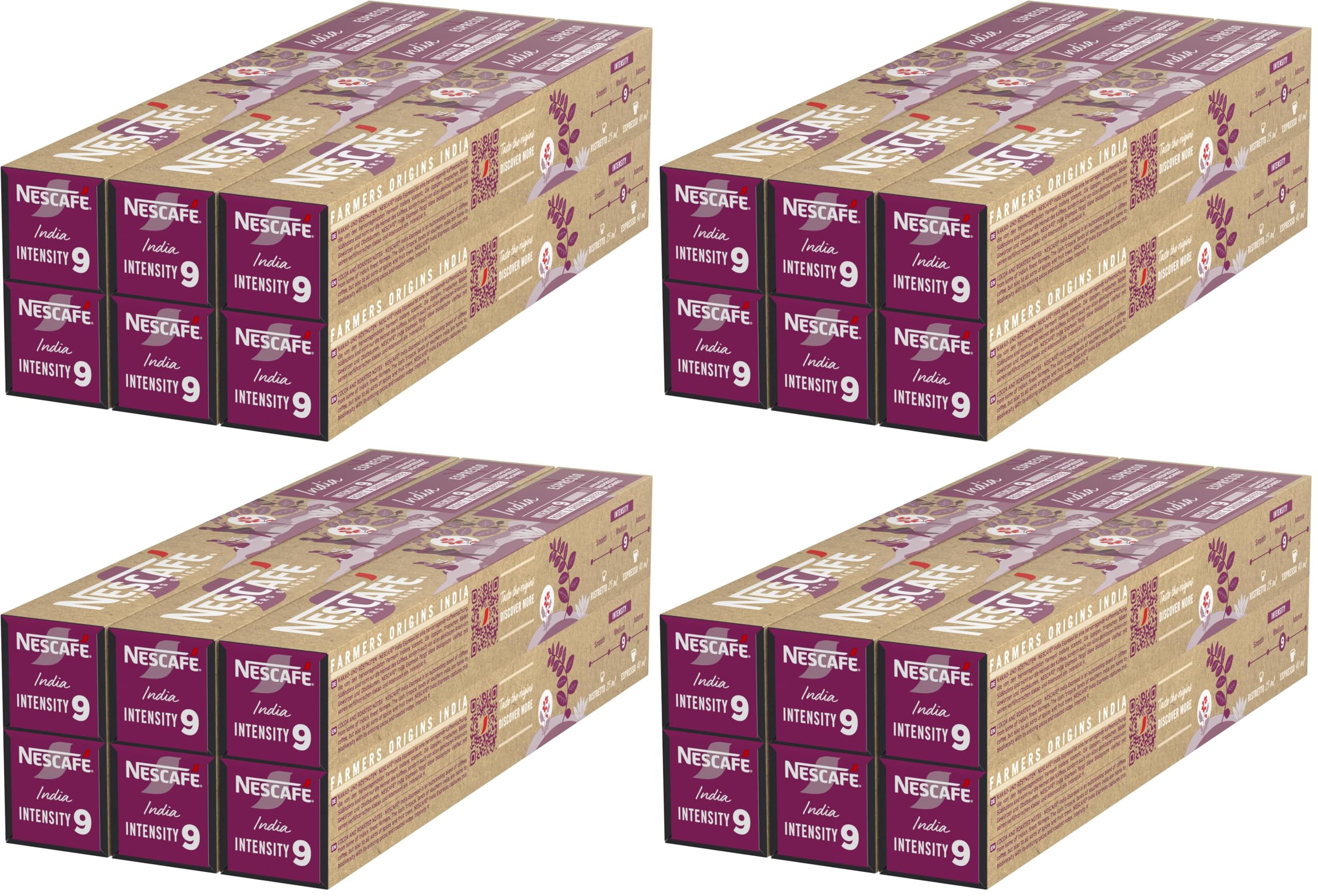 NESCAFÉ Farmers Origins India Espresso Cápsulas de Café 6 x 10 Unidades - Aprobado para Máquinas Nespresso (Paquete de 4)