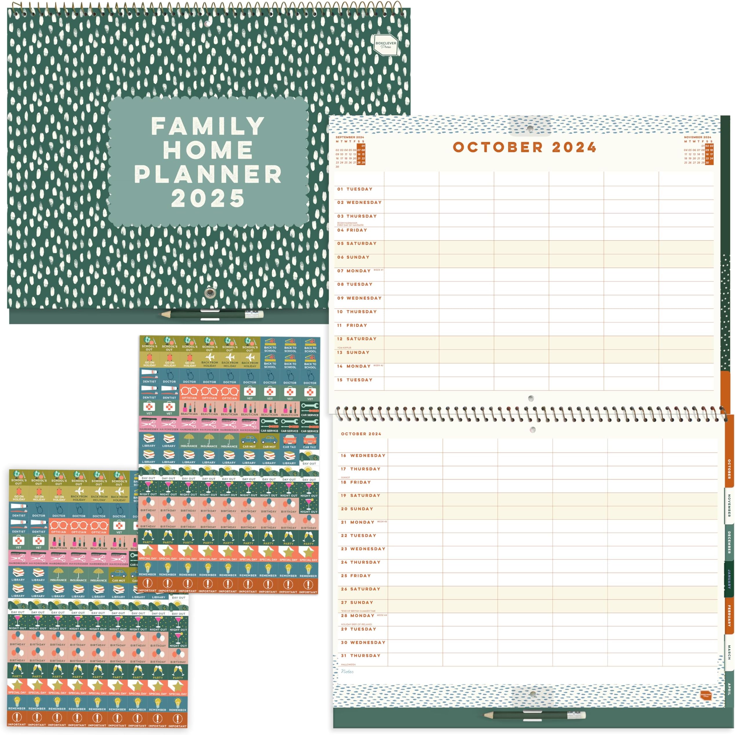 Boxclever Press Family Home Planner 2025 Calendar UK. Spacious Family ...