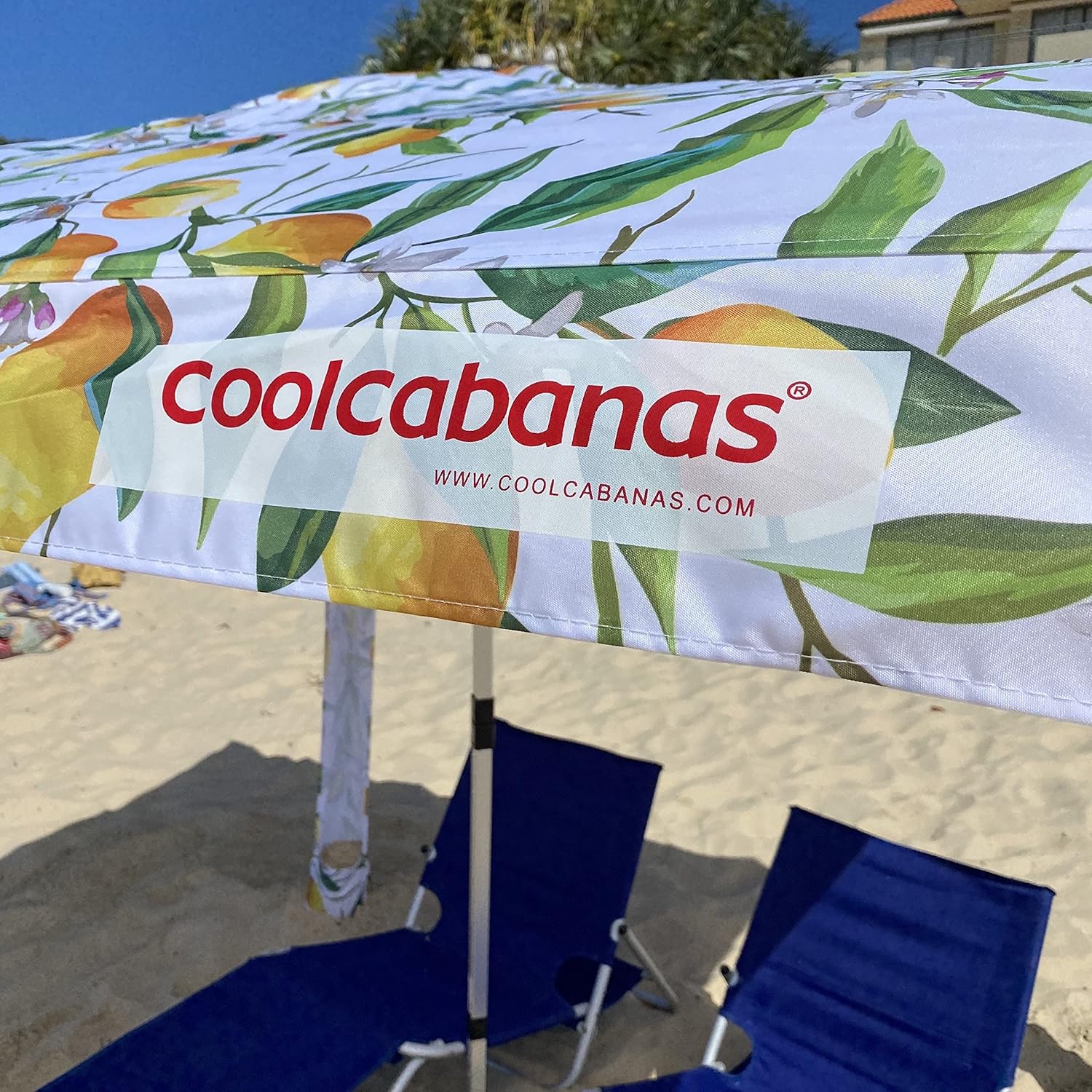 CoolCabana Beach Shade Tent - Easy Setup, UPF 50+ Protection, Large & Medium Sizes, Compact & Wind Resistant - Beach Cabana for The Whole Family - Lemon Scarletta, Large