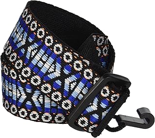 Performance Plus Long Classical Guitar/Ukulele Strap, Woven Tapestry/Hootenanny Patterns, Midnight Blue
