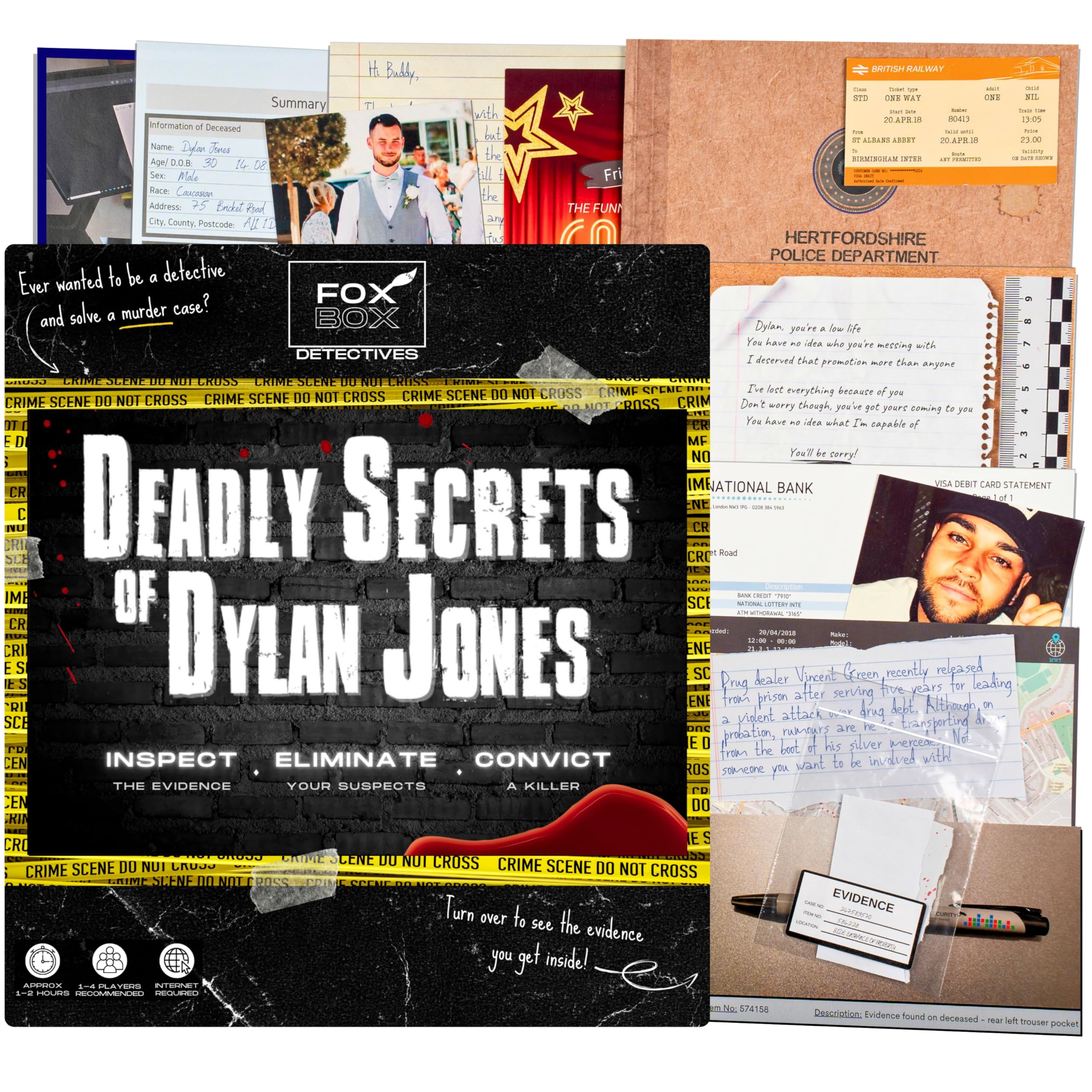 Crack the Case: Dylan Jones Unsolved Murder - Engaging Mystery Game for Adults, Perfect for Date Nights, Family Fun, and Couples - Dive into Detective Work and Solve the Cold Case