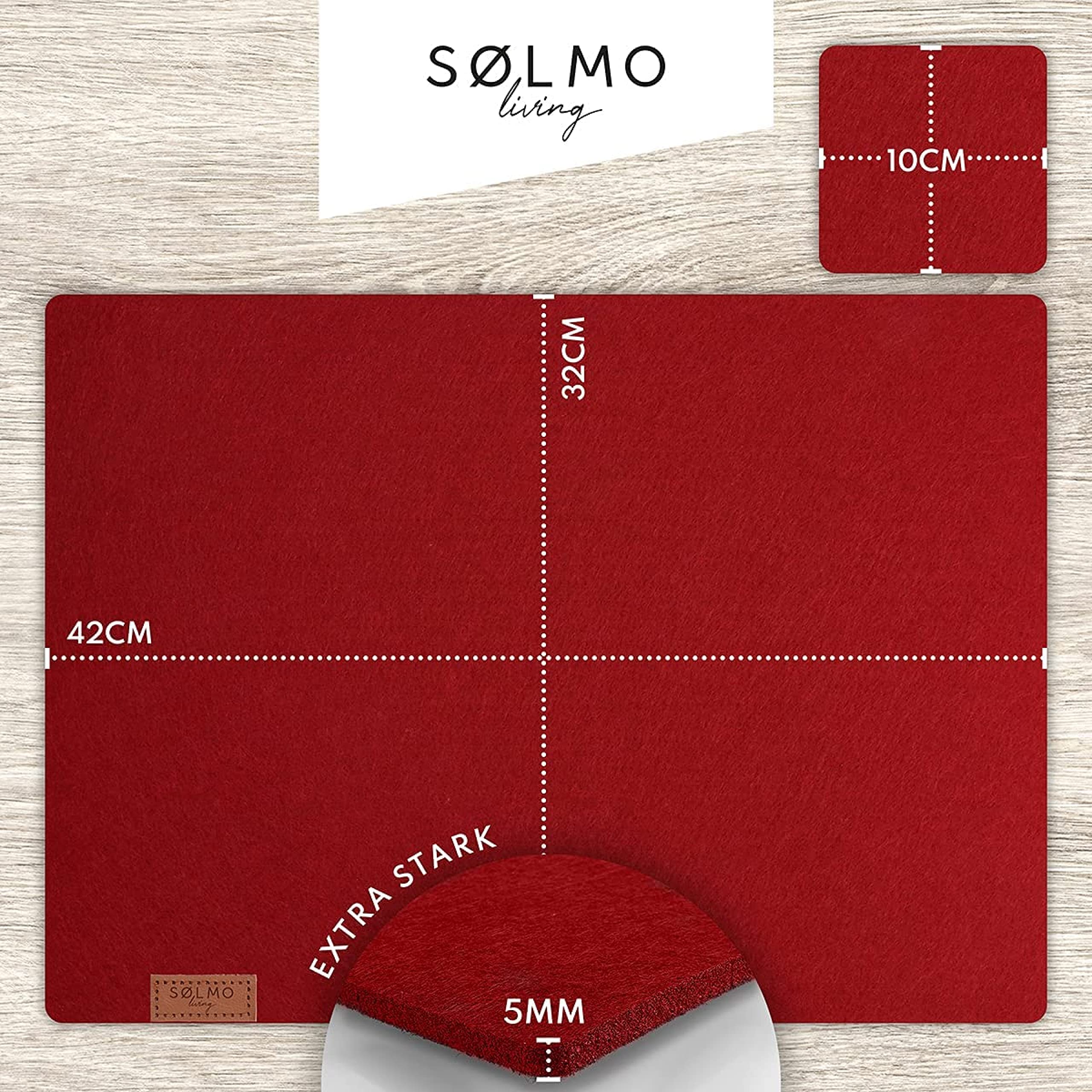 Set 8 Pezzi Tovagliette E Sottobicchieri In Feltro Smøla - Rotonde, Grigie, 37 Cm E 10 Cm - Lavabili, Resistenti Al Calore, Design Scandinavo
