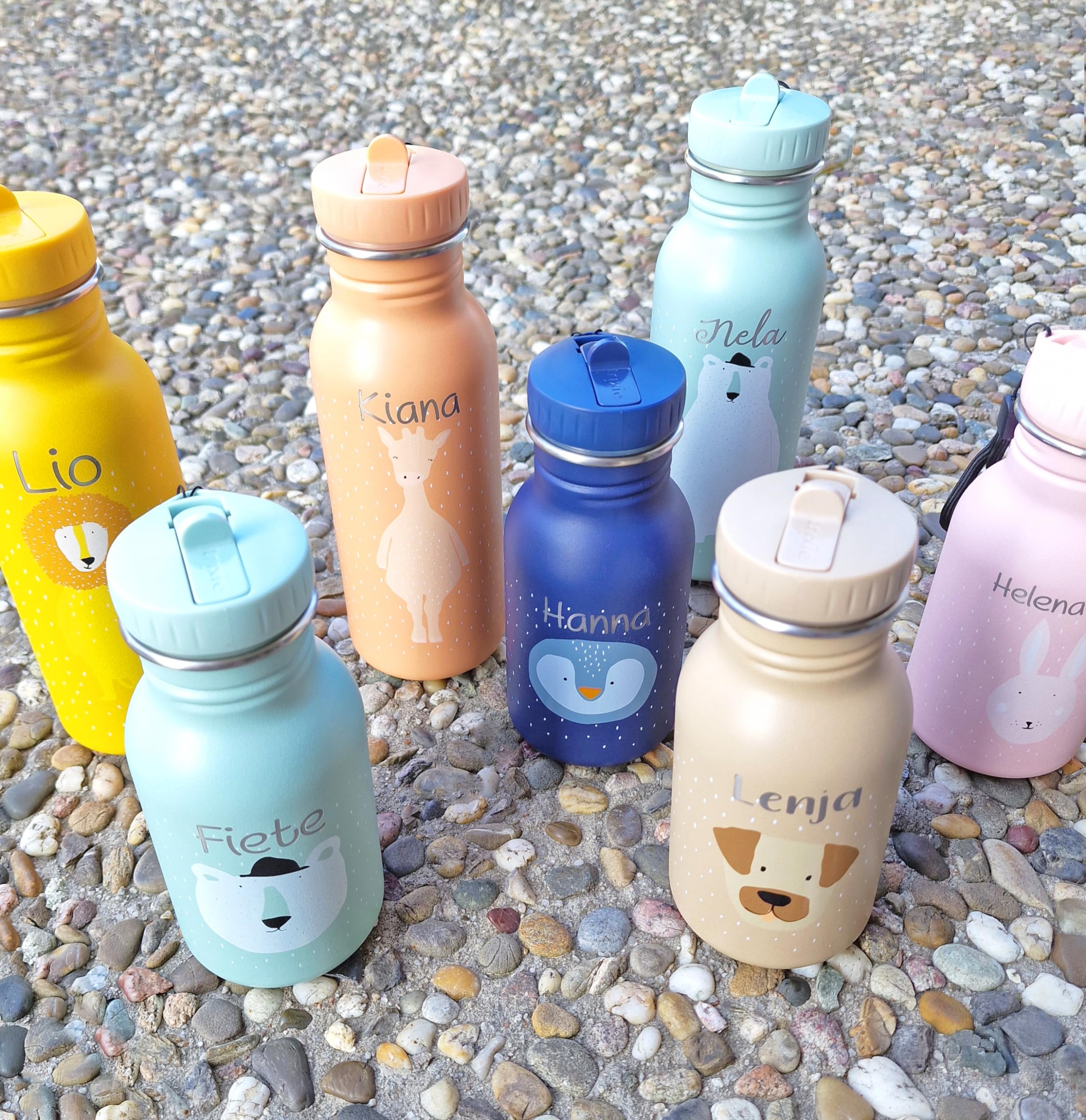 Trixie Baby Personalisierte Trinkflasche aus Edelstahl mit Gravur des Namens (Triceratops Dino, 500 ml)