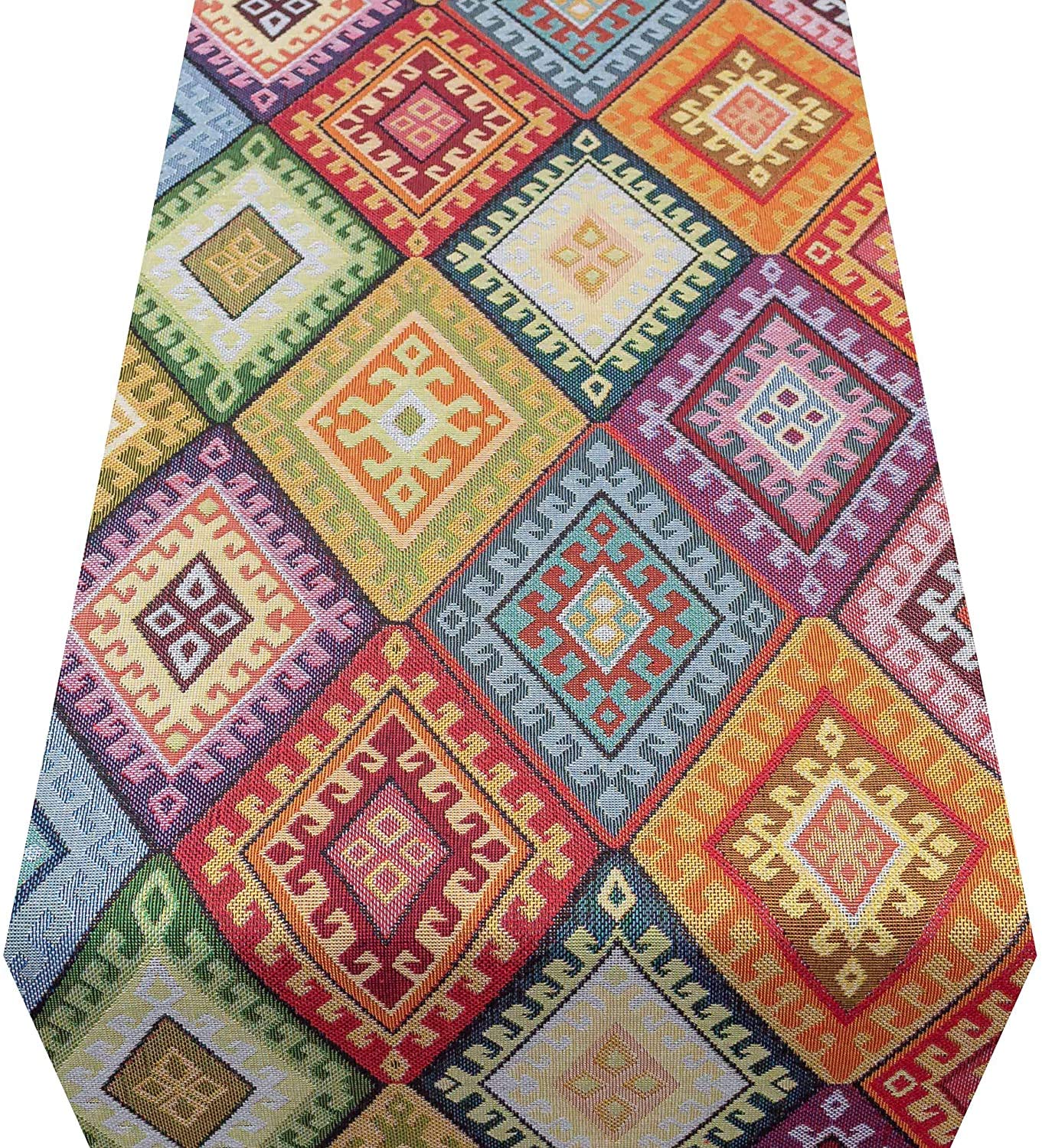 Linen Loft Multicolor Multicoloured Turkish Kilim Table Runner. Geometric Tapestry Decoration. 2 Sizes (30Cm X 180Cm)