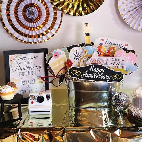 Miniatura 7 de Accesorios para cabina de fotos de aniversario, kit de cabina de fotos de 41 piezas con letrero de 8 x 10 pulgadas, 60 almohadillas adhesivas, 45