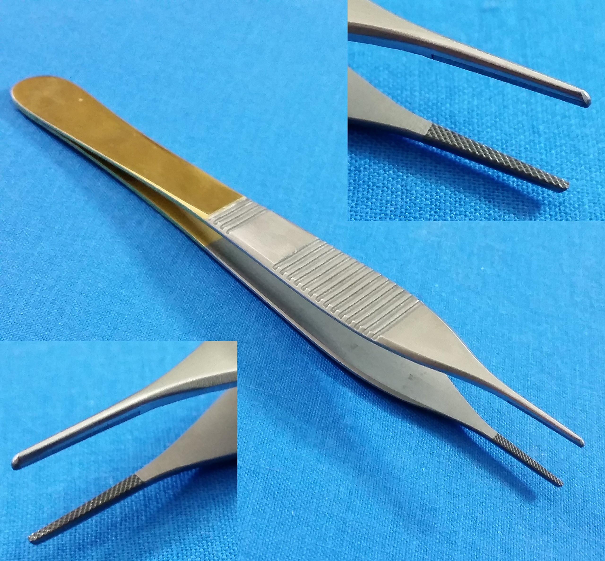 T/C ADSON DRESSING PLASTIC SURGERY FORCEPS 4.75" STRAIGHT FINE POINT WITH CROSS SERRATED TUNGSTEN CARBIDE INSERTS (HTI BRAND)
