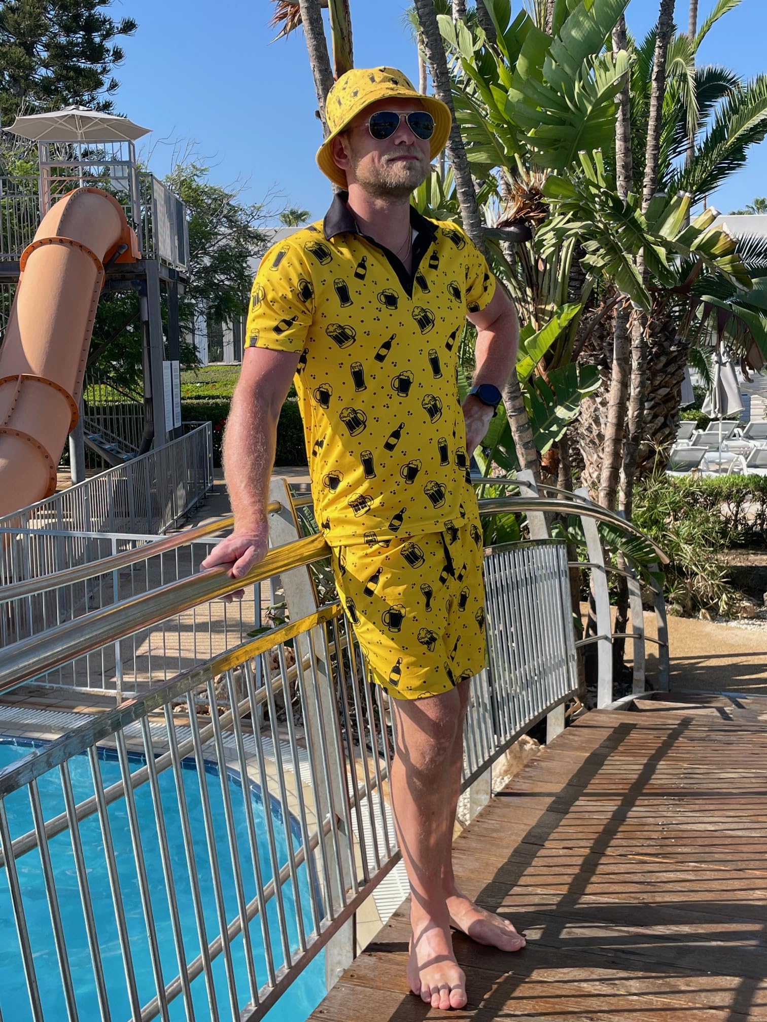 Shorts de Baño para Hombre con Estampado de Cerveza | Secado Rápido | Bañador con Bolsillos con Cremallera y Forro de Malla