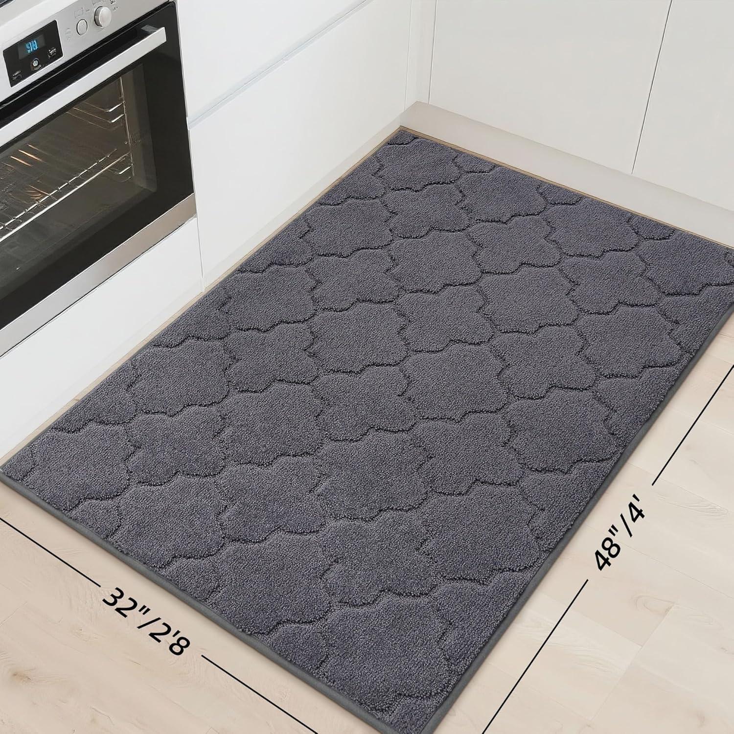 COSY HOMEER Kitchen Rugs 32"x48" Non-Slip Washable Kitchen Mats for Floor Absorbent Kitchen Carpet Soft Rugs for Kitchen,Sink Mat,Entrance,Area Rug,Dark Grey