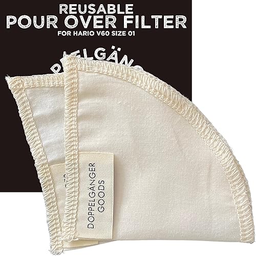 Filtros reutilizables de algodón orgánico para Hario V60 y Origami Style Pourover filtros de café, taza de cerámica, vidrio, gotero de plástico