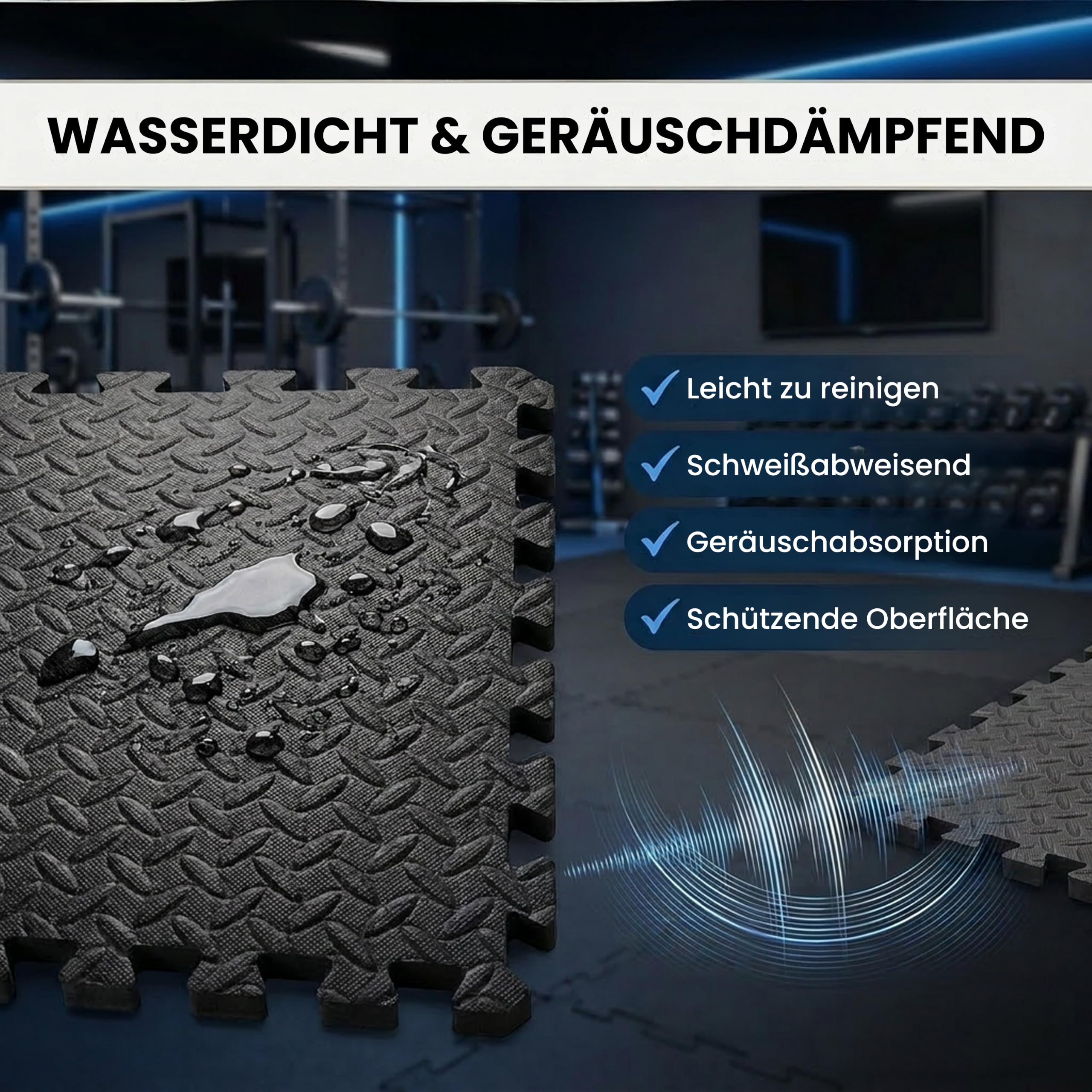 Fitem 63cm Puzzlematte 4,7m² rutschfest 12er Grau | Grau, 63 Cm - 12 Stück