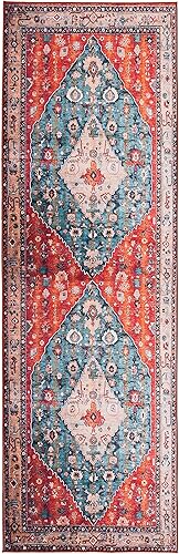 Miniatura 9 de Safavieh Tucson Collection TSN104B - Alfombra cuadrada de 4 x 4 pies color beige y azul lavable a máquina Medallón Oriental