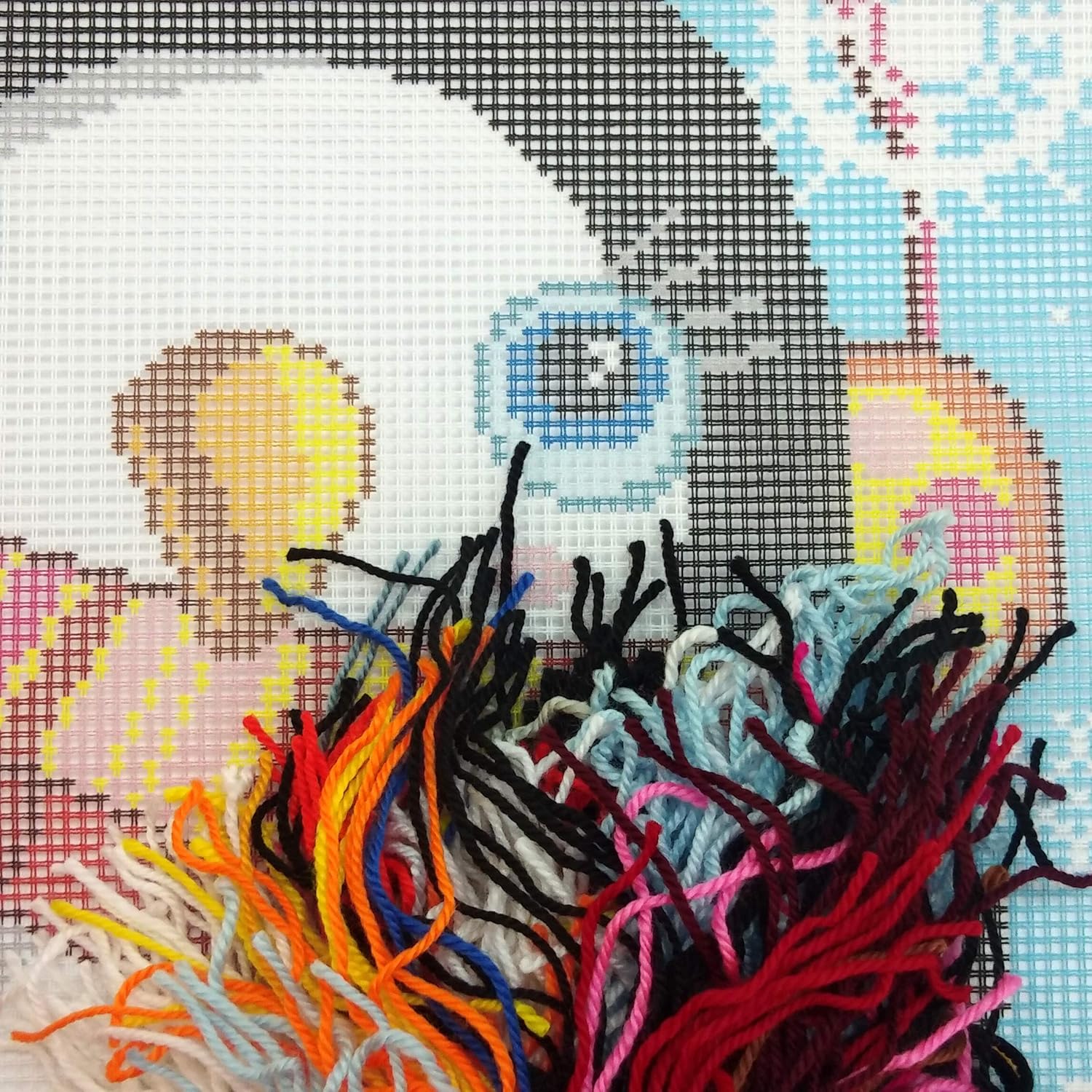 Brvsk Winter Needlepoint Kit for Adults and Beginners — Penguin 16″ × 16″ with Clear, Precise Printed Design on Cotton Canvas; Includes 2 Needles, Yarn, and Easy-Read Chart