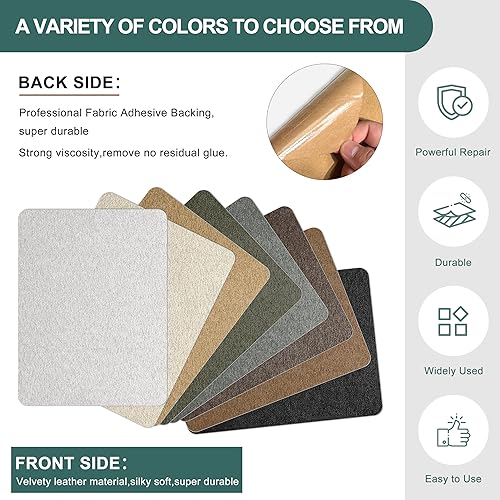 Vista 56 de Azobur Parche de reparación de sofá, parche de microfibra de gran tamaño, tela autoadhesiva, combinación súper rentable (marrón)