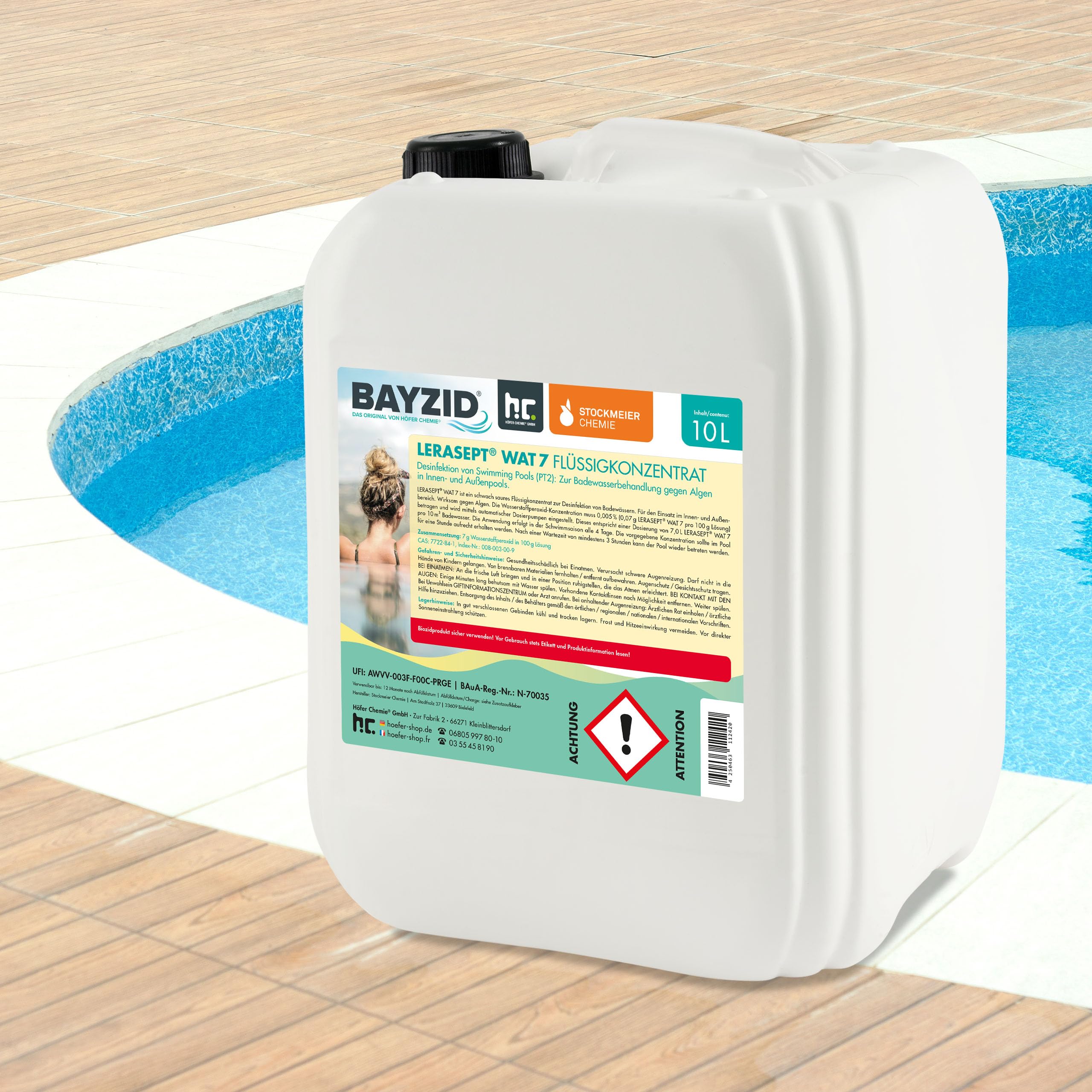 4 x 10 L Lerasept® WAT 7 für Pool - Flüssiger Aktivsauerstoff Pool & Whirlpool - zur Chlorfreien Wasserdesinfektion von Schwimmbädern - 40 Liter