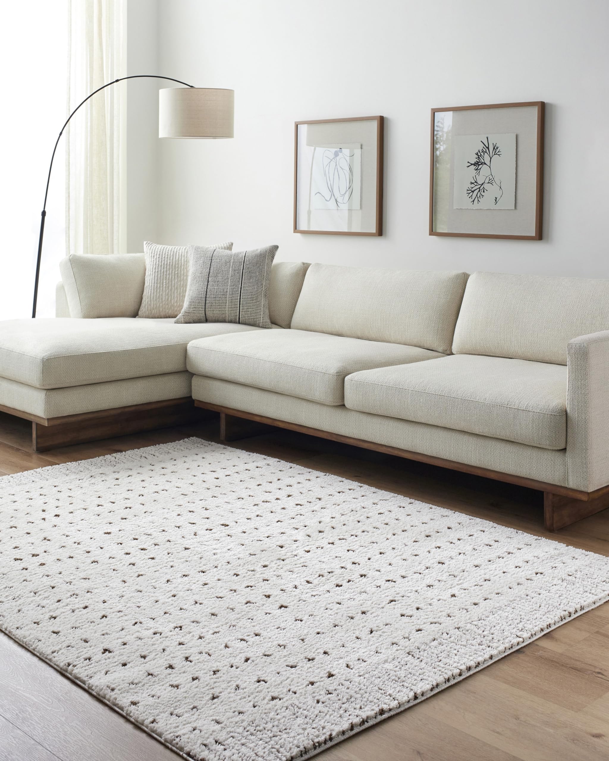 Mark&Day Area Rugs, 8x10 feet Haily Modern Ivory/Brown Area Rug, Ivory Brown Carpet for Living Room, Bedroom or Kitchen (7'10" x 10')