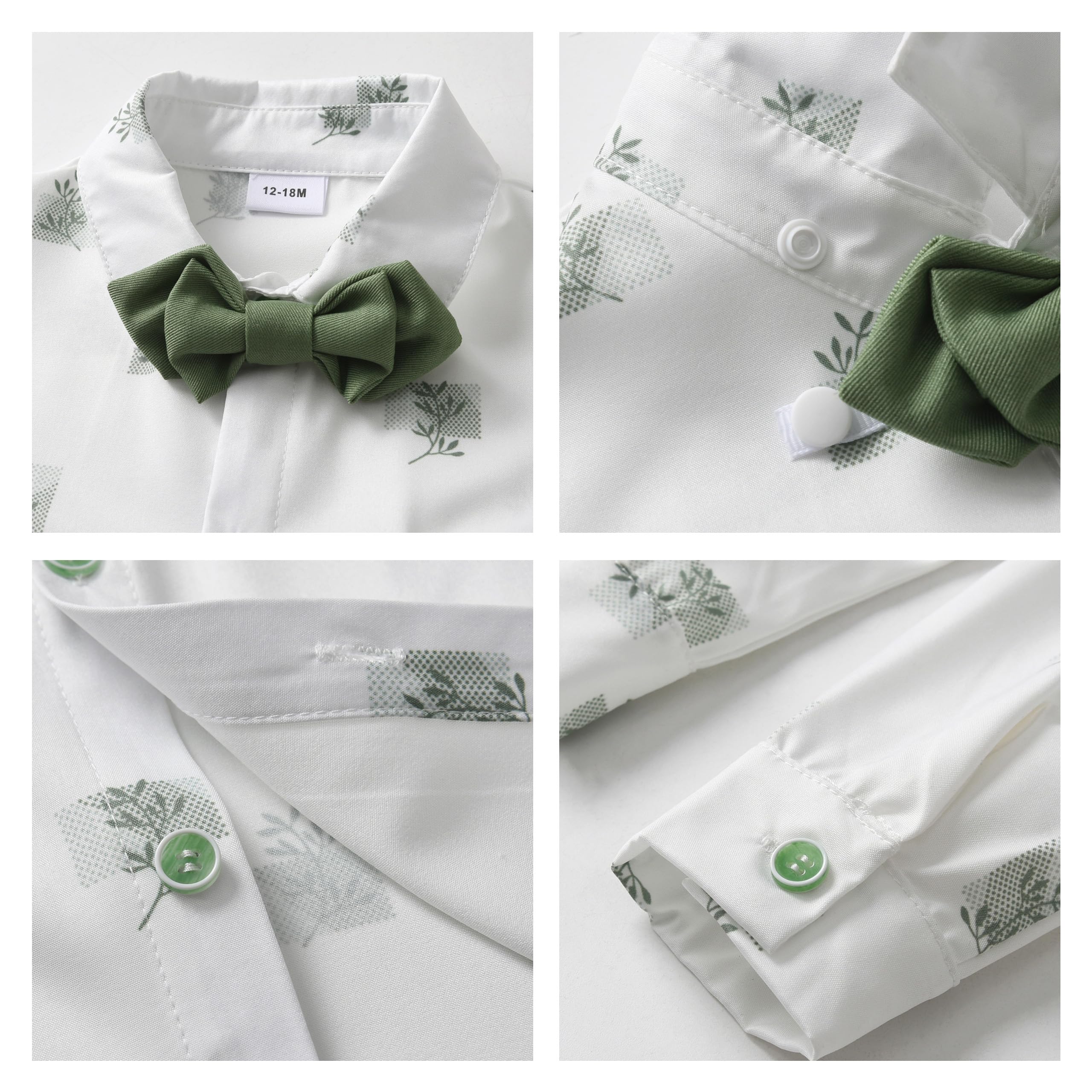 Volunboy Ensemble 4 Pièces de Vêtements pour Bébé Garçon, Noeud Papillon Chemise + Pantalon Bretelle Costume 1-5 ans